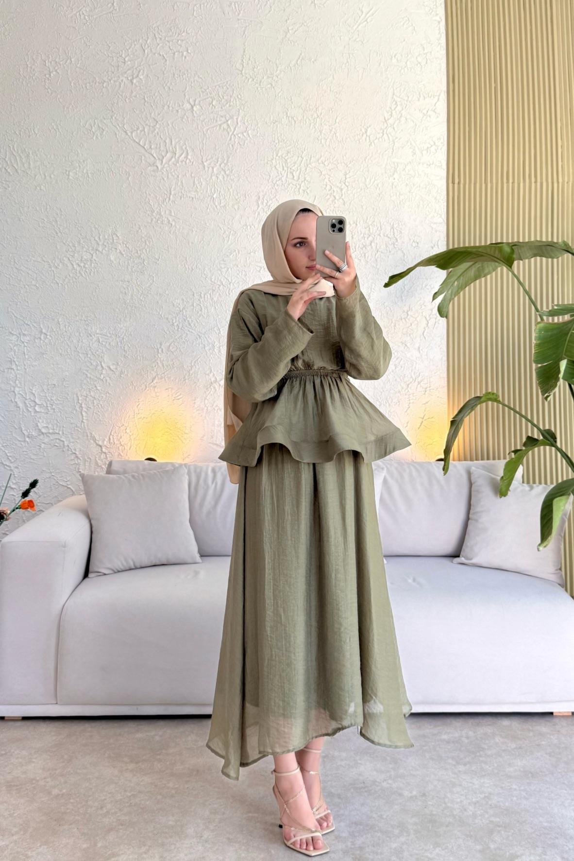 Tesettür Candy Elbise-Haki