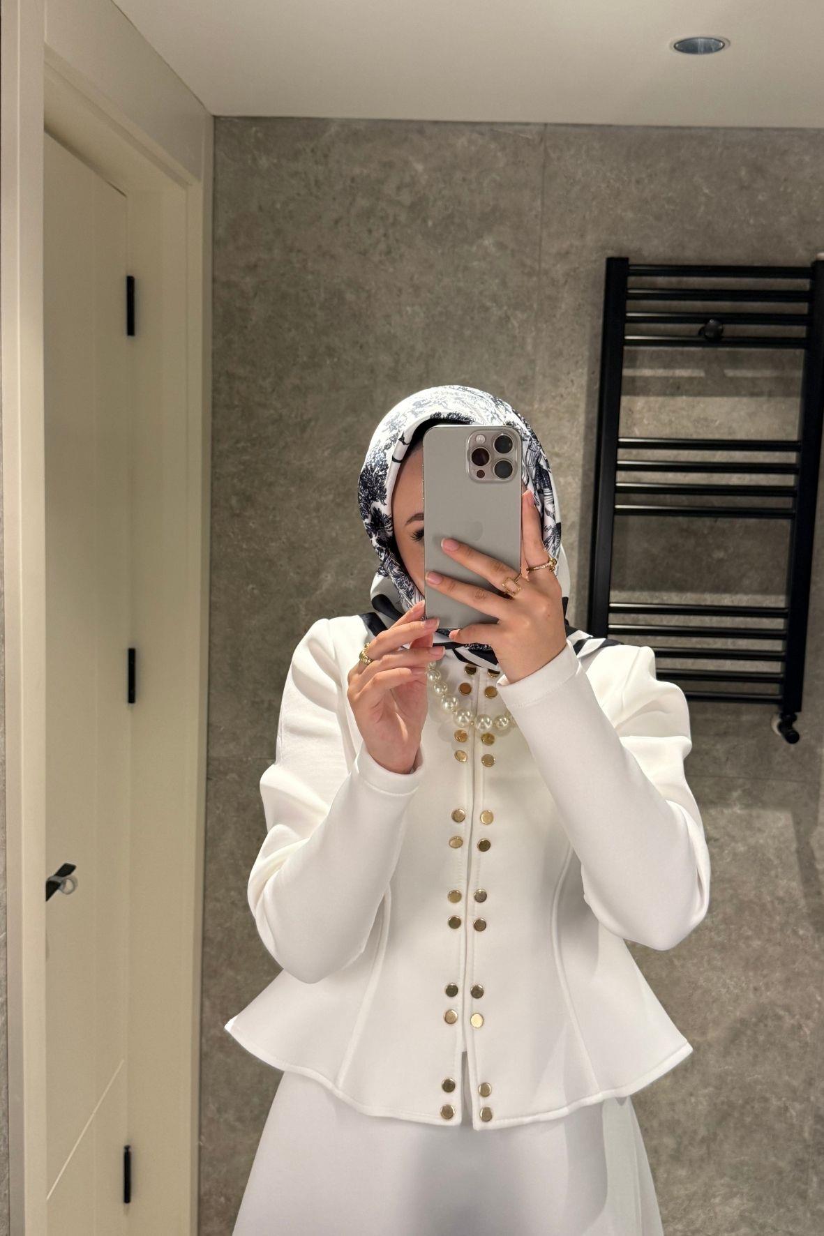 Puf Scuba Etekli Takım-Beyaz(ön sipariş)