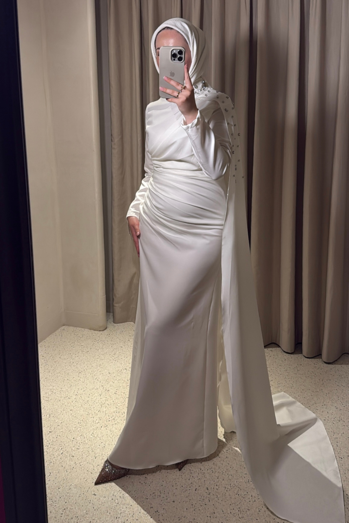 Mariana taşlı özel seri elbise  -beyaz - Vakronline