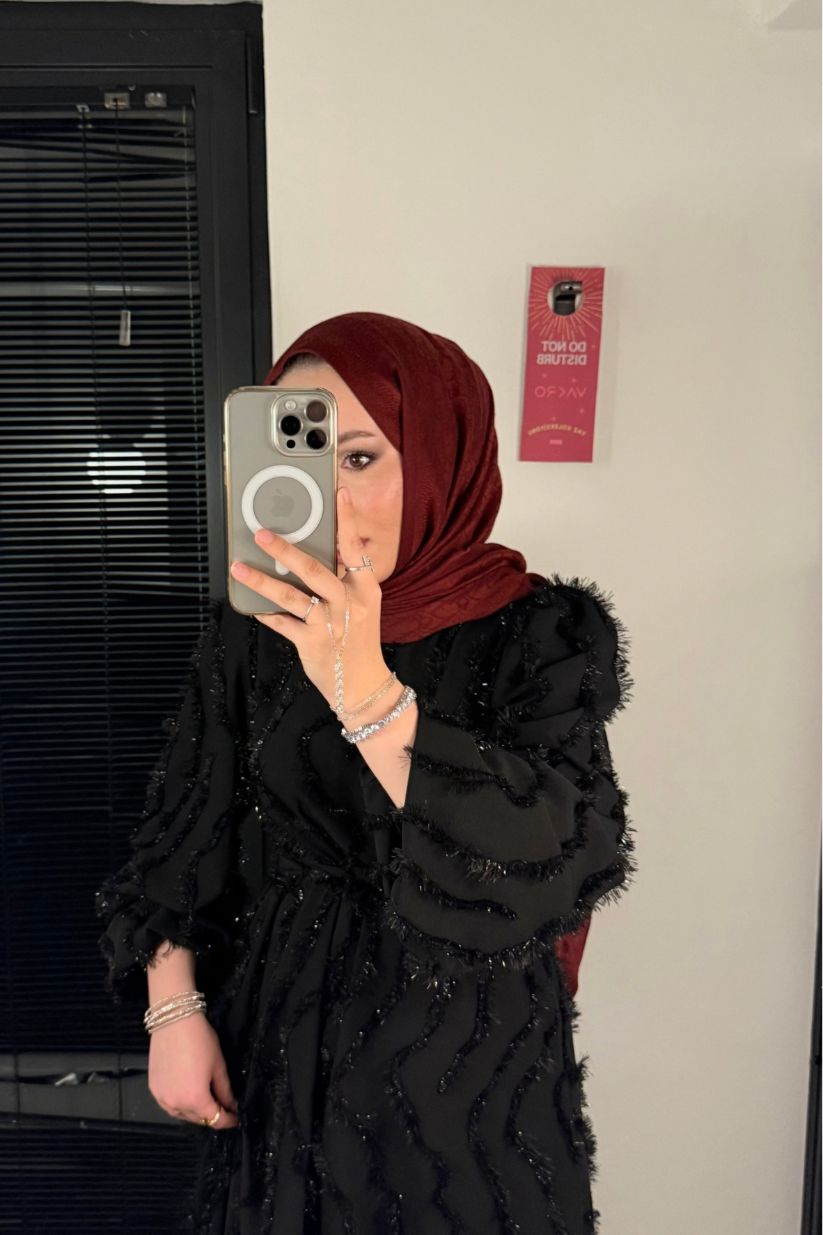 Nida sim dokulu elbise-siyah - vakronline