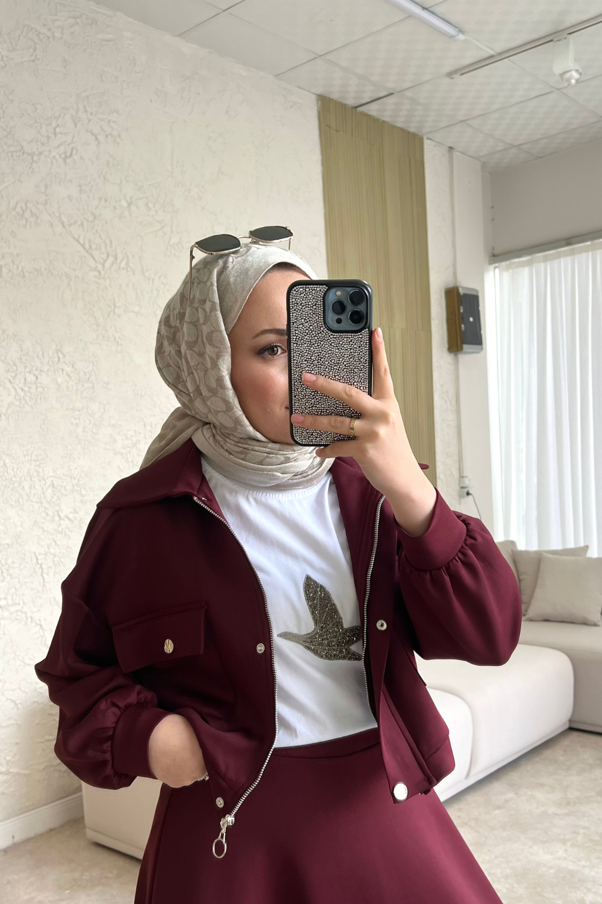 Lara scuba etekli i̇kili takım-bordo - vakronline