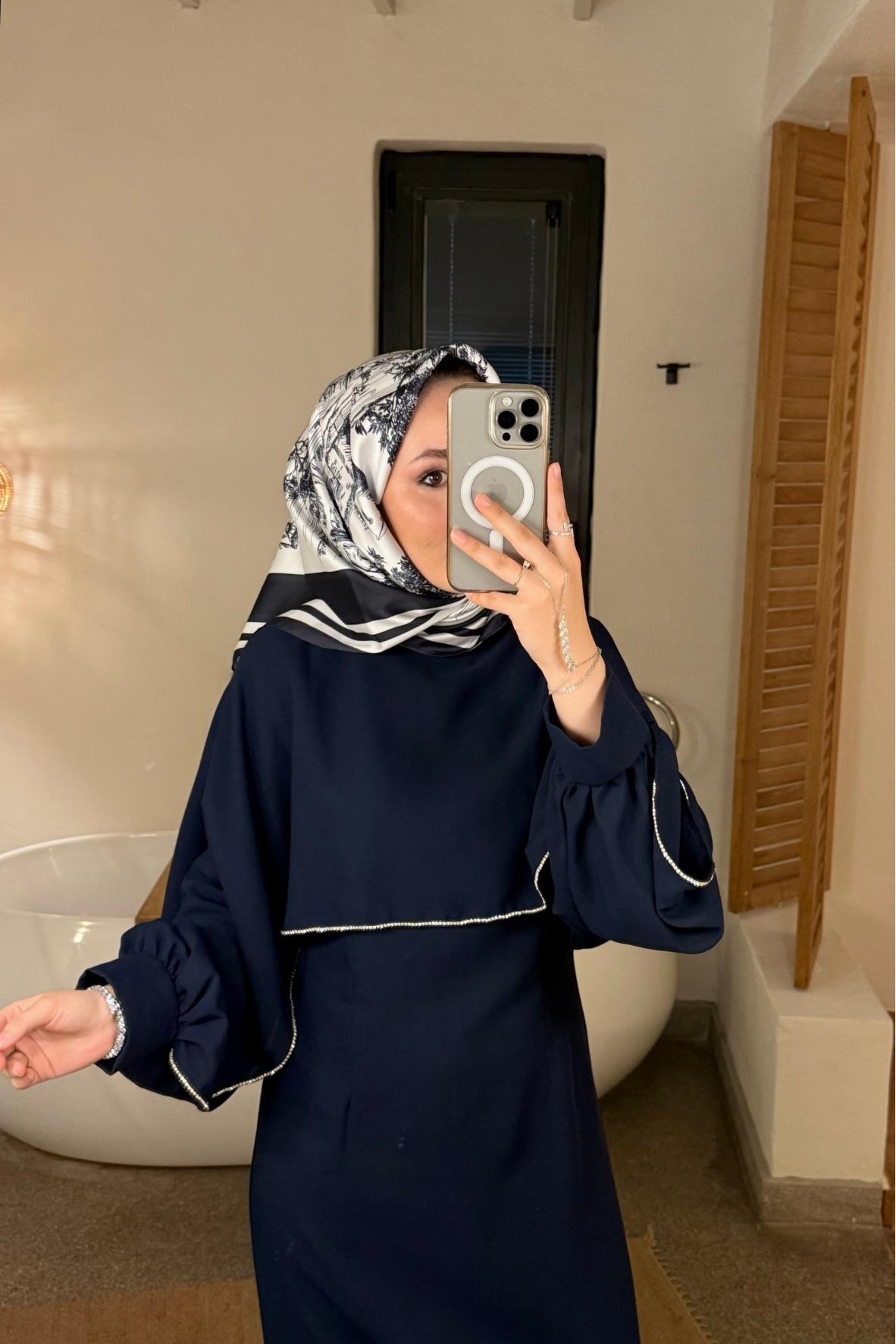 Tuus pelerinli elbise-lacivert - vakronline