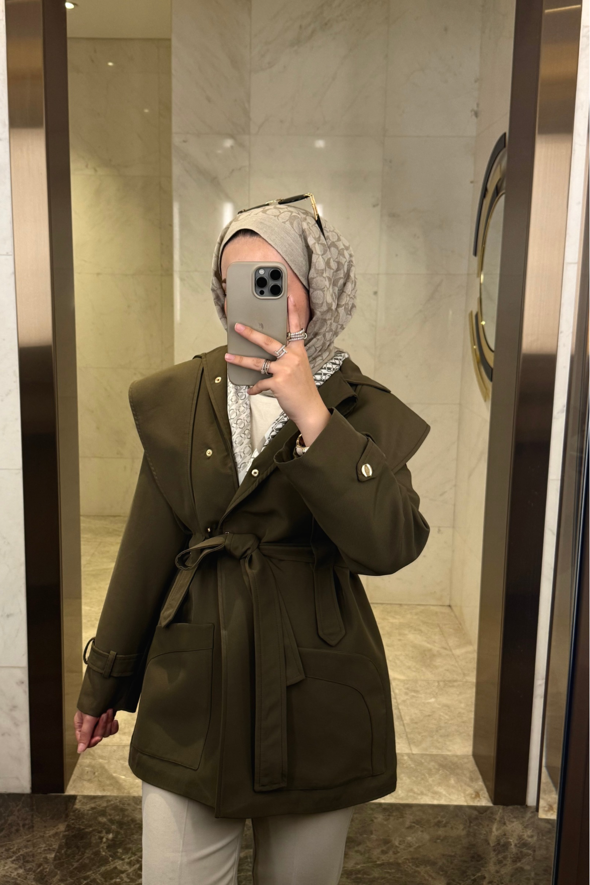 Pelerin Detaylı Premium Trençkot-Haki