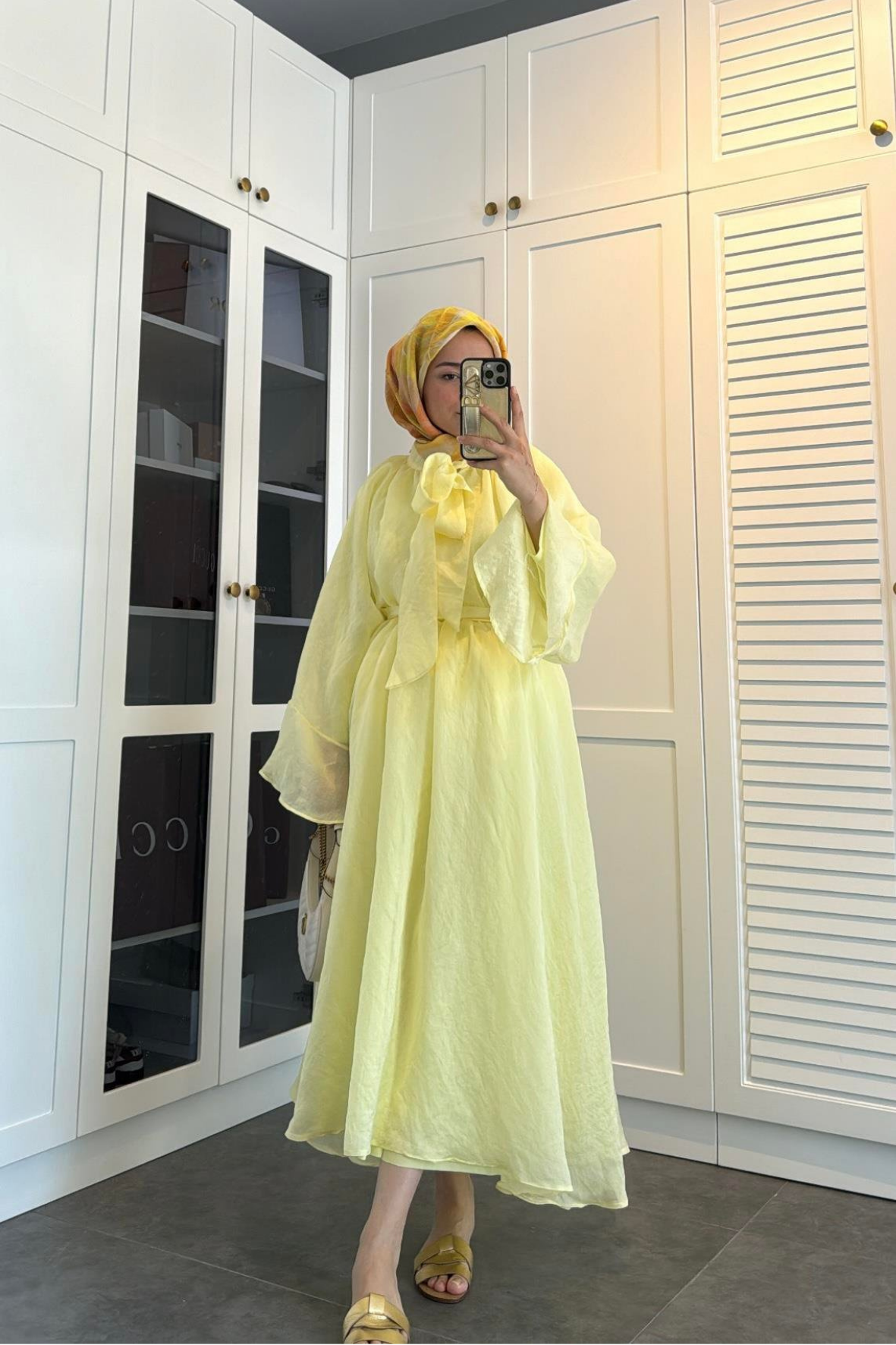 Summer balon kol premium takım butter yellow - Vakronline