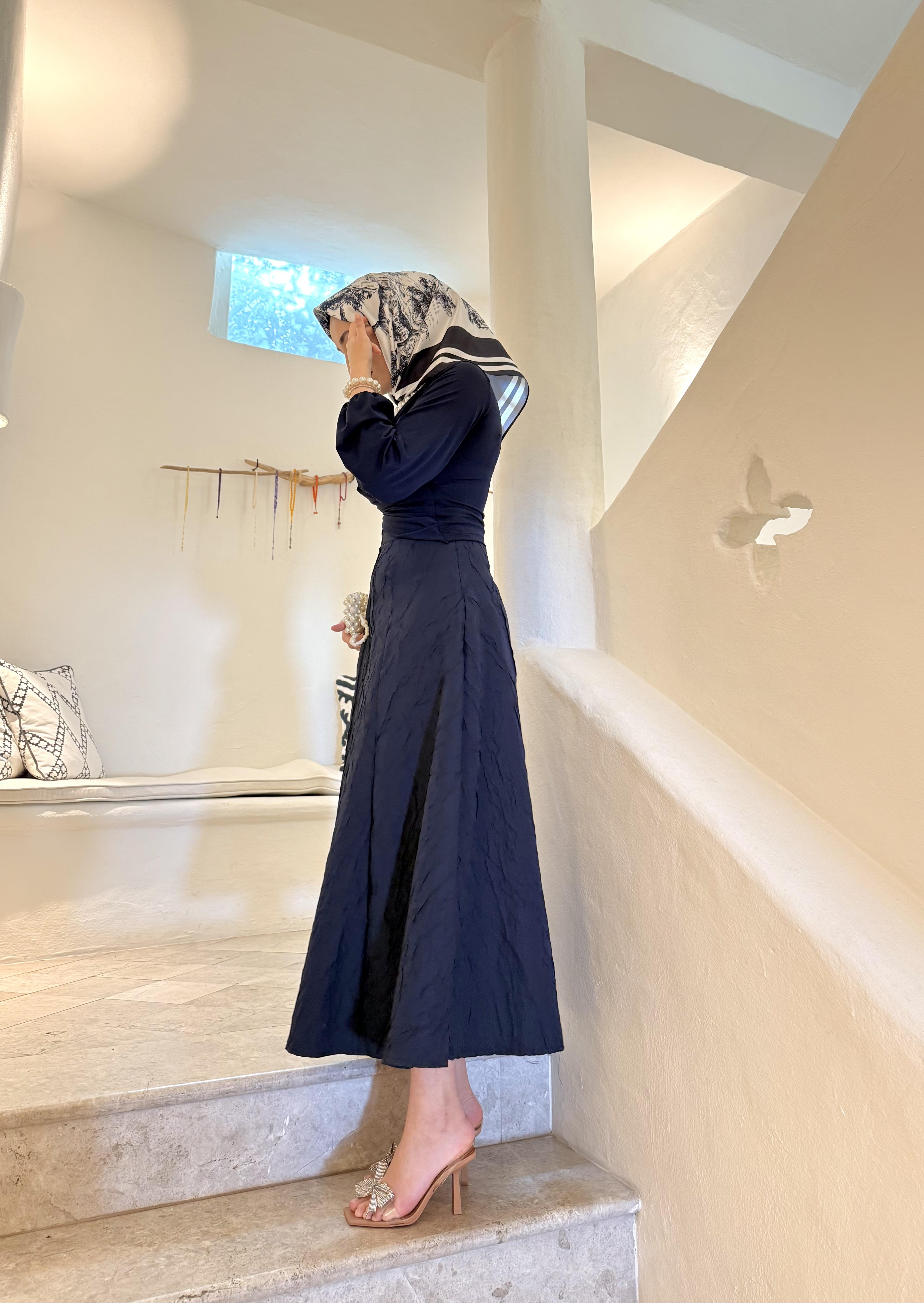 Linda etekli takım-lacivert - vakronline