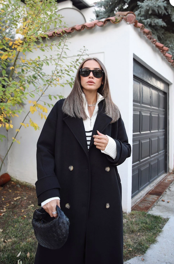 Massimo model kaşe kaban-siyah - vakronline