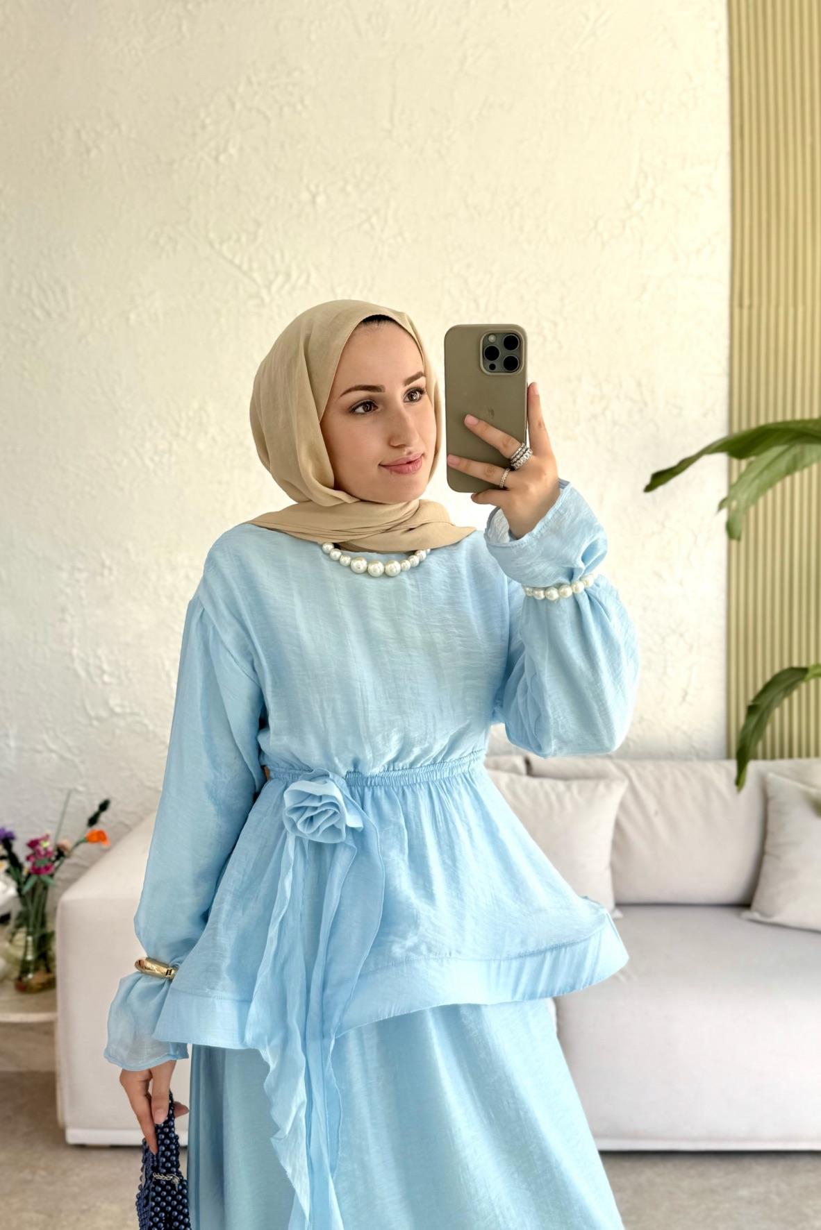 Tesettür Candy Elbise-Bebe Mavisi