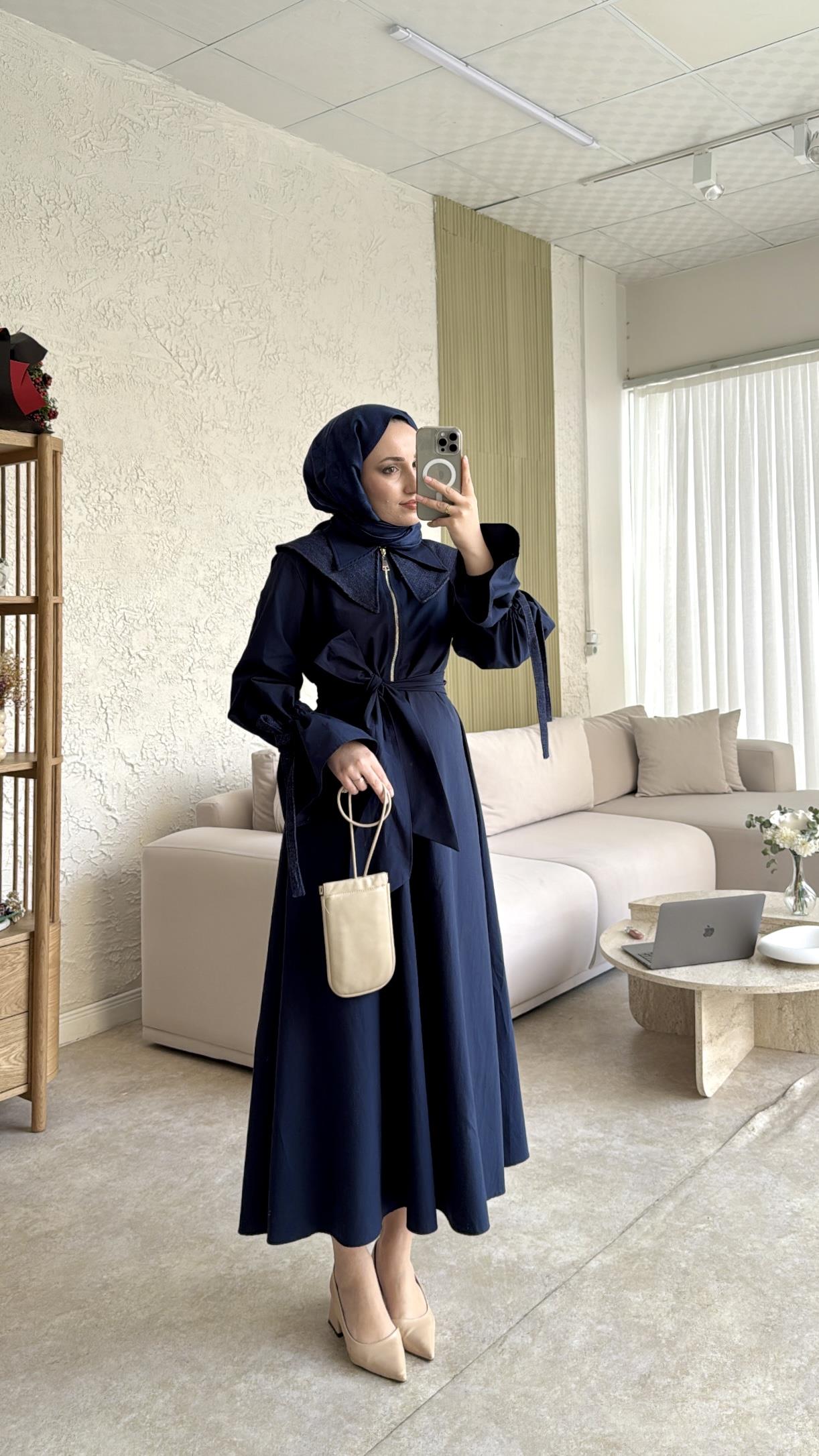 Morina bebe yaka elbise-lacivert - vakronline