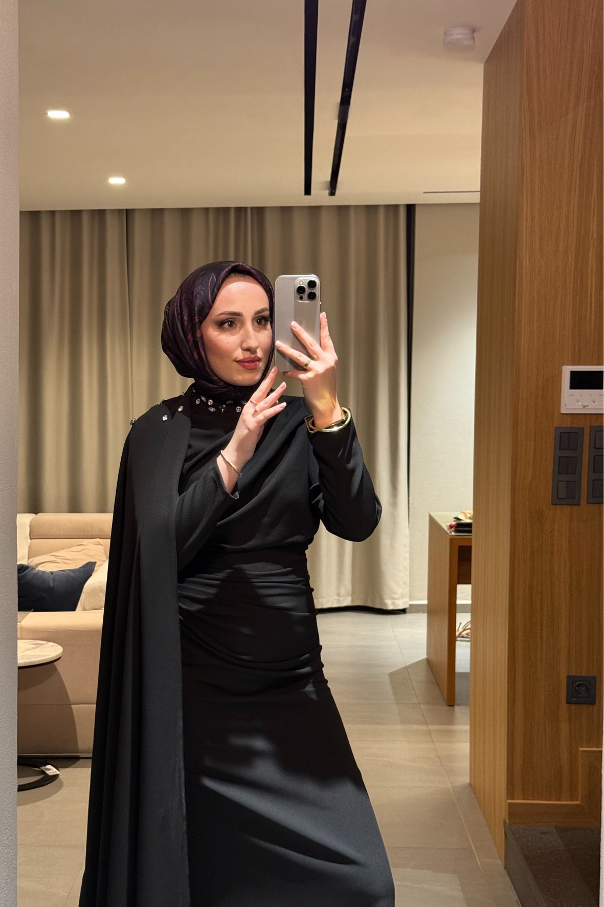 Mariana taşlı özel seri elbise -siyah  - Vakronline