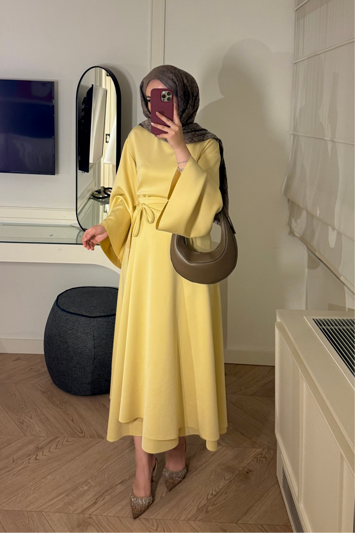 Alya Pelerin Etekli Takım-Sarı-6680