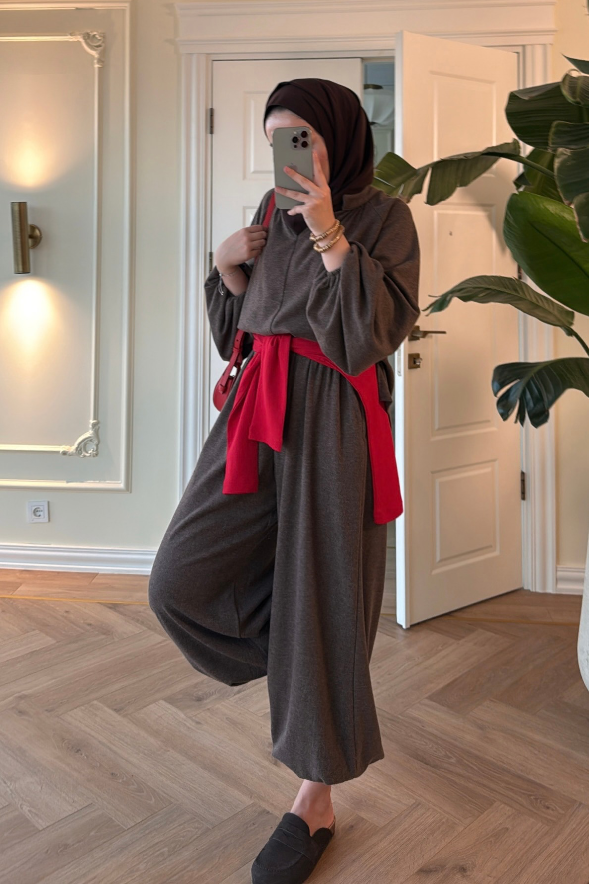 Asos Şalvarlı Pantolonlu Takım - Acı Kahve-7015