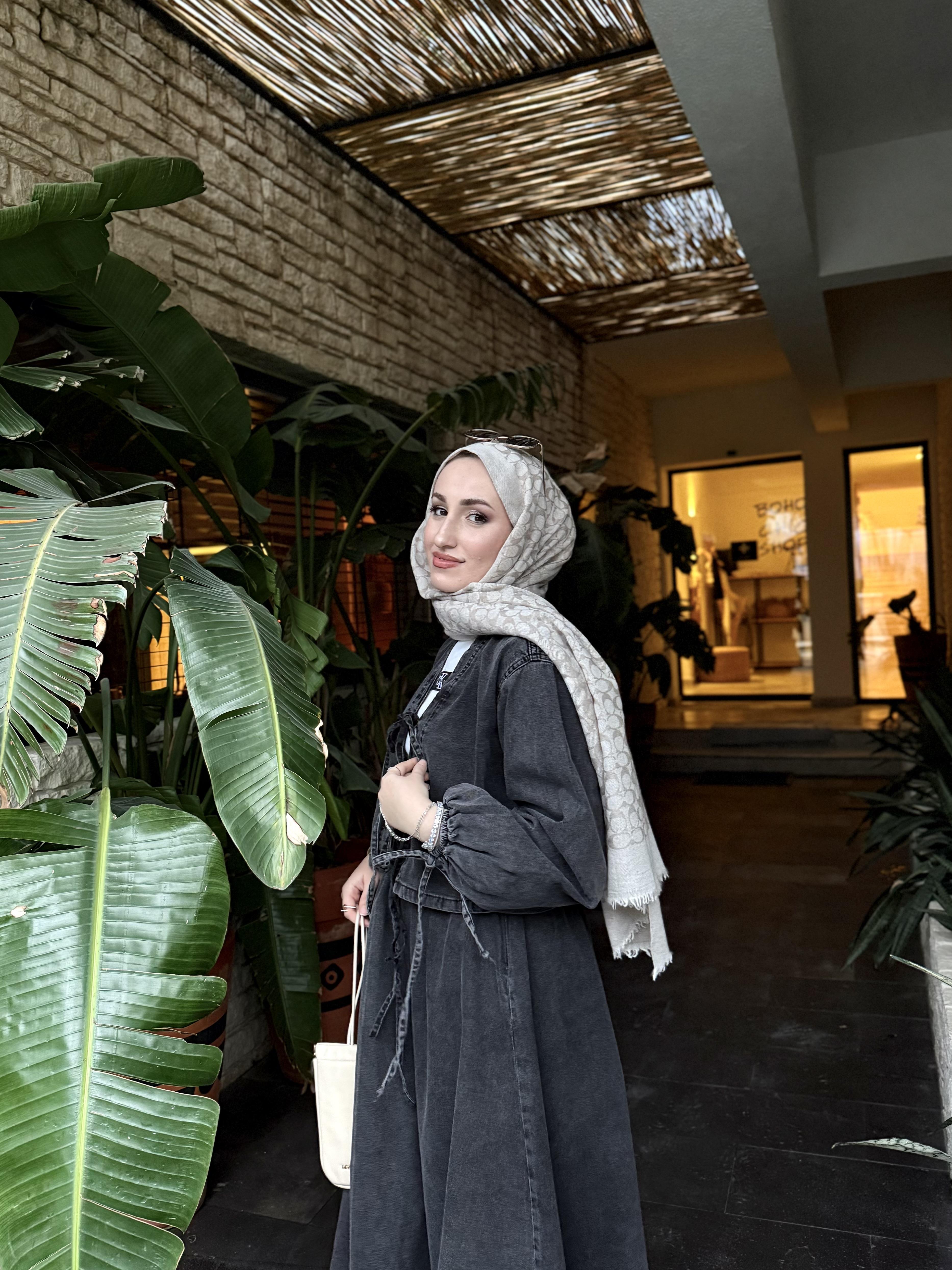 Fiyonklu kot etekli takım -antrasit - vakronline