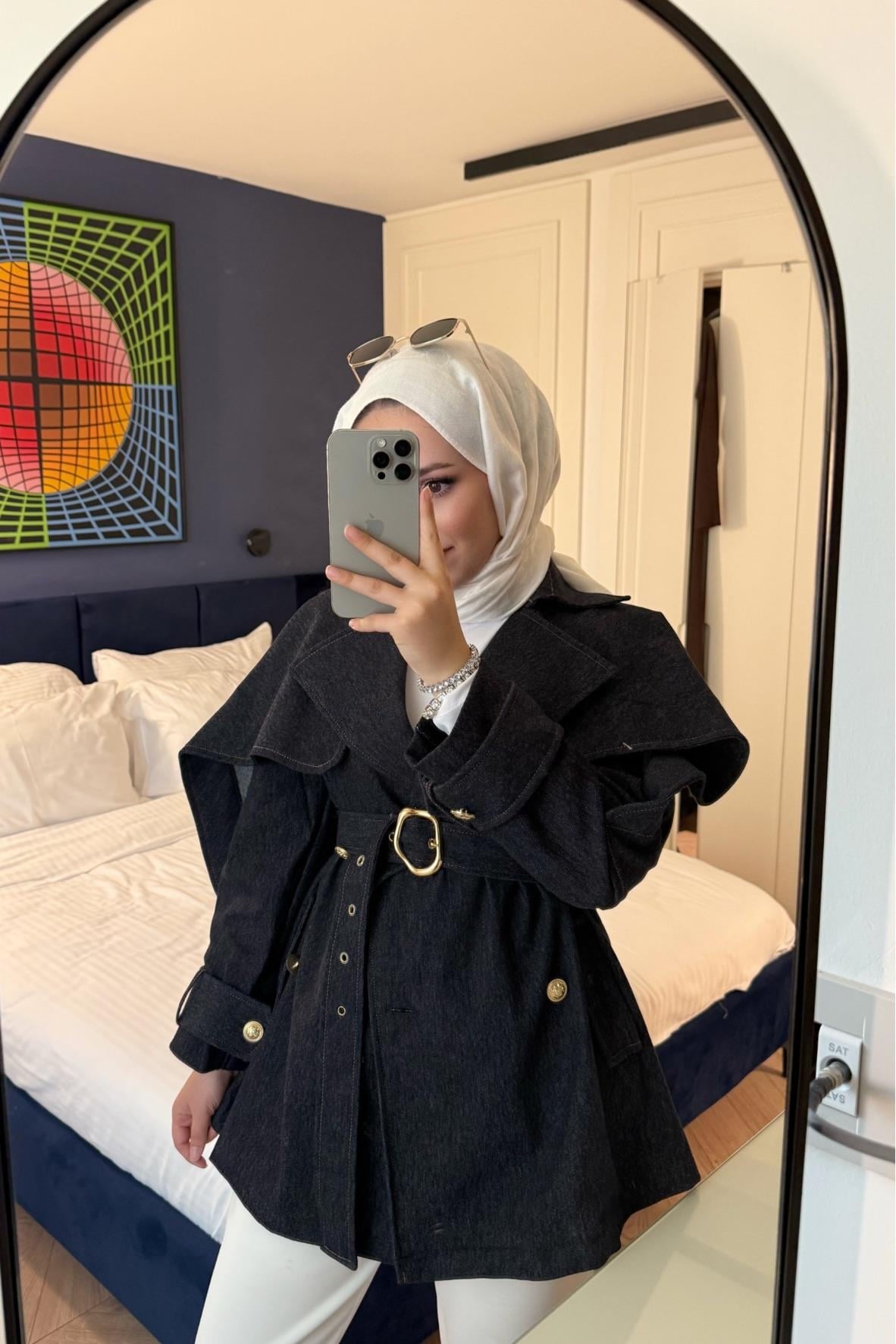 Camilla Denim Trençkot-Mavi