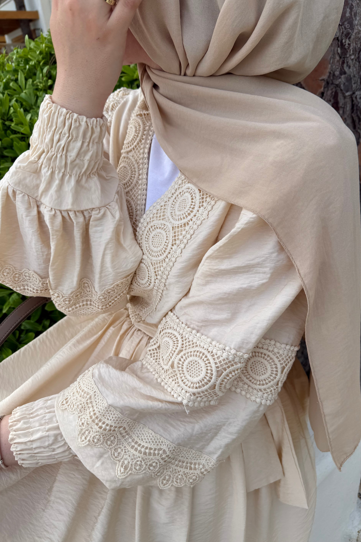 Rüya etekli takım-krem - Vakronline