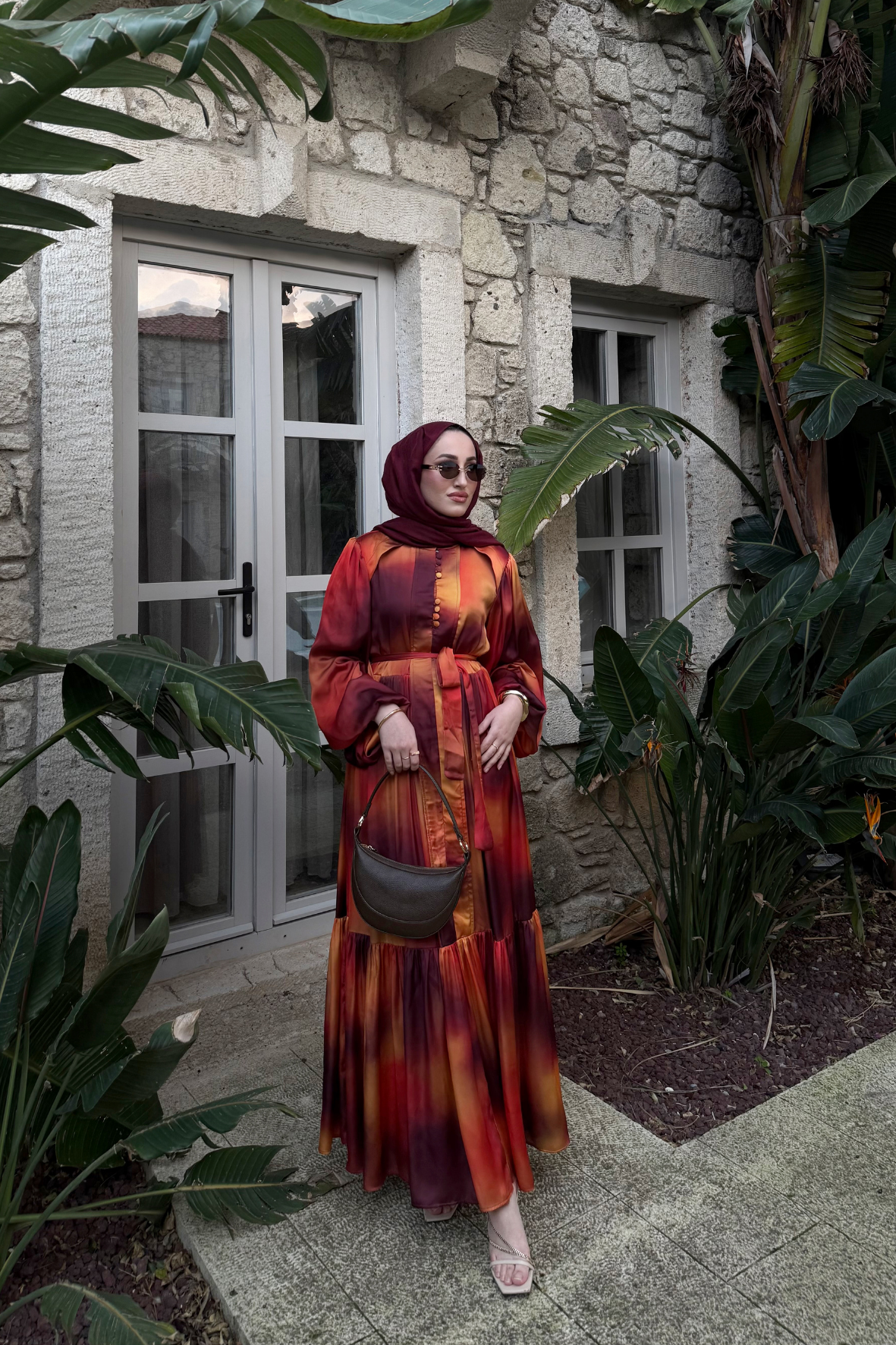 Blanche Düğme Detaylı Elbise - Turuncu-6598