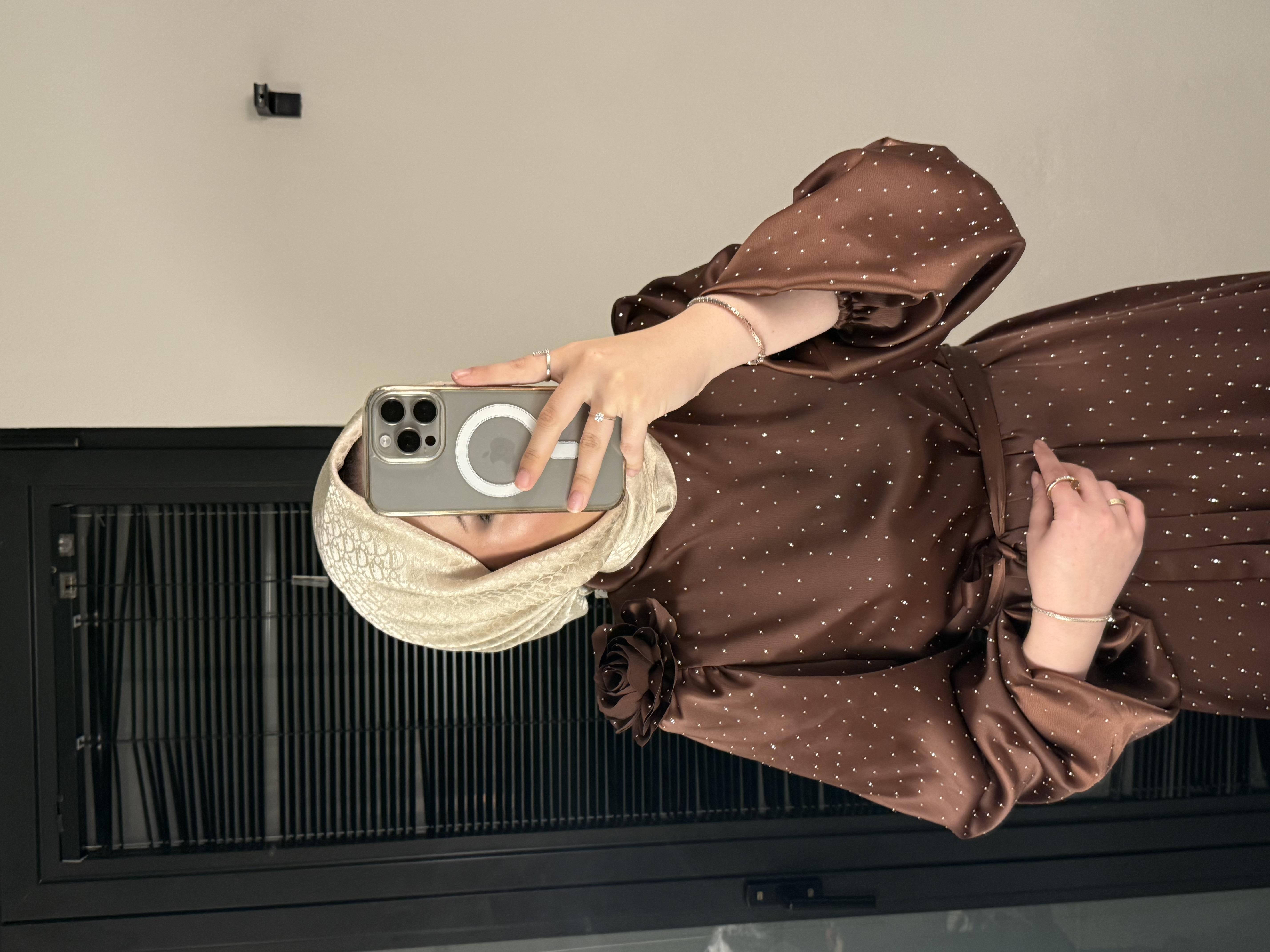 Francisco taşlı elbise-acı kahve - vakronline