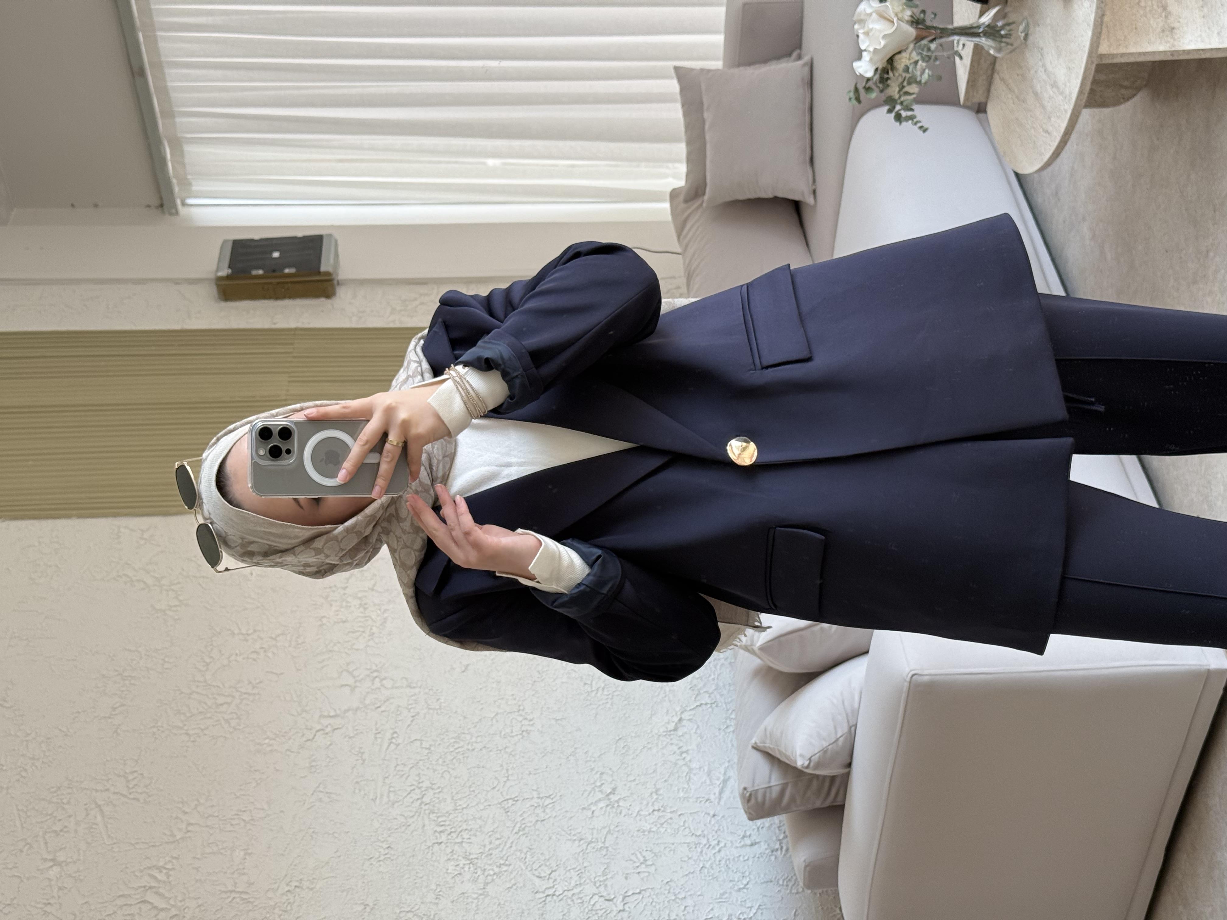 Blazer ceketli takım -lacivert - vakronline