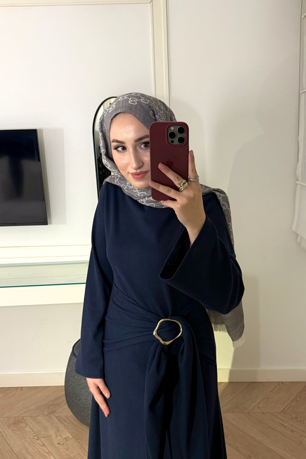 Diana Önden Bağlamalı Triko Elbise-Lacivert-51250