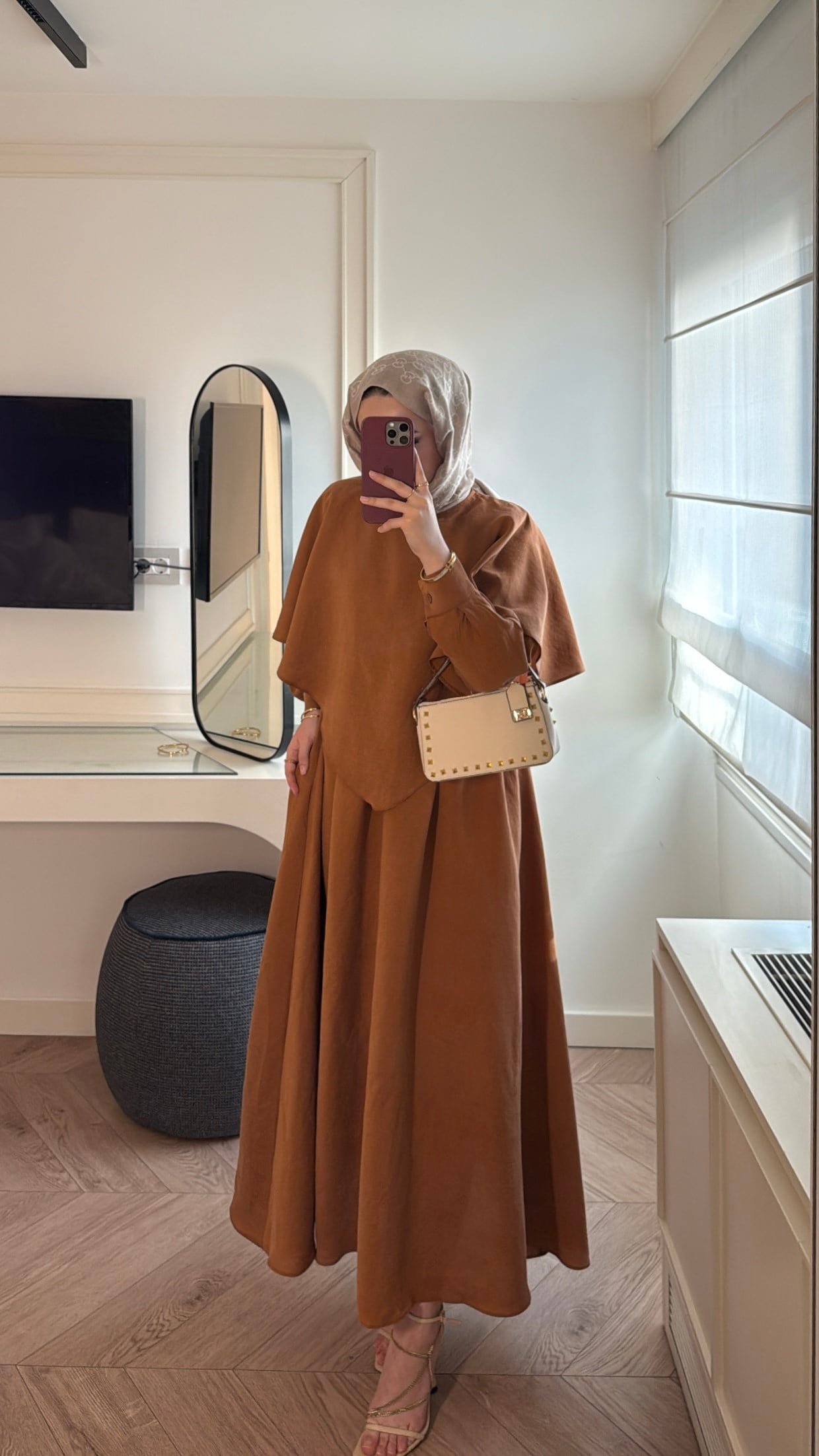 Grose Pelerin Detaylı Elbise - Sarı-8167