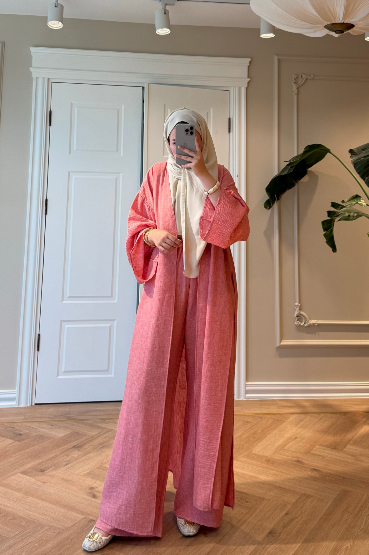 Keten Kimono Takım - Narçiçeği-5719