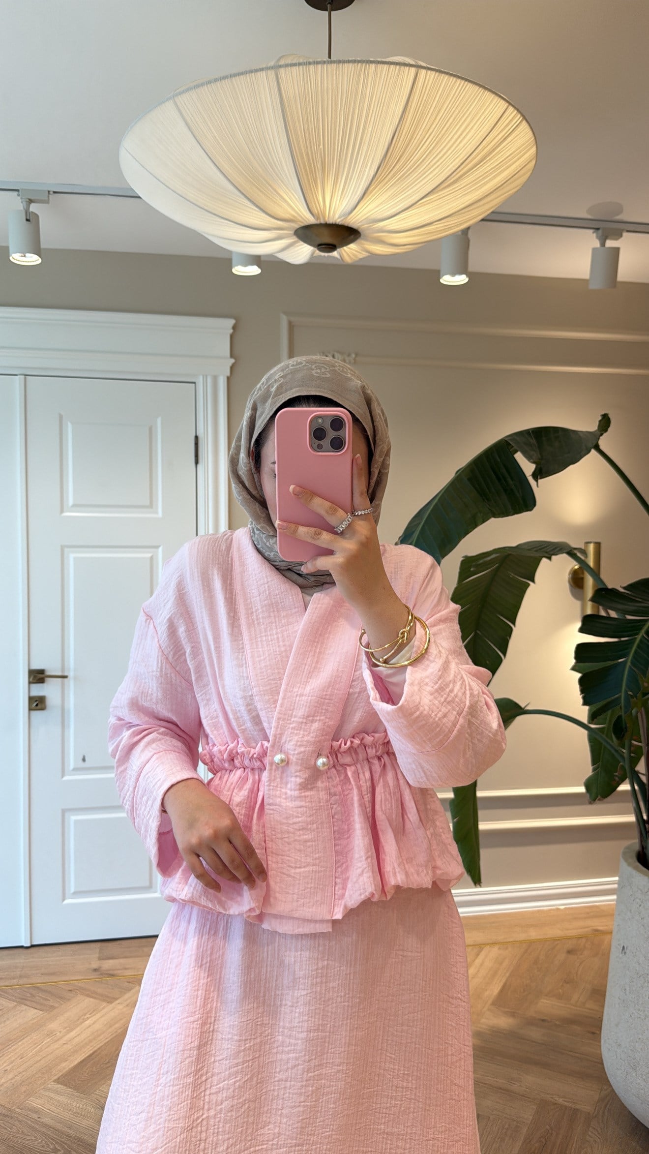 Layla Büzgülü Tencel Takım Soft Pembe-9874