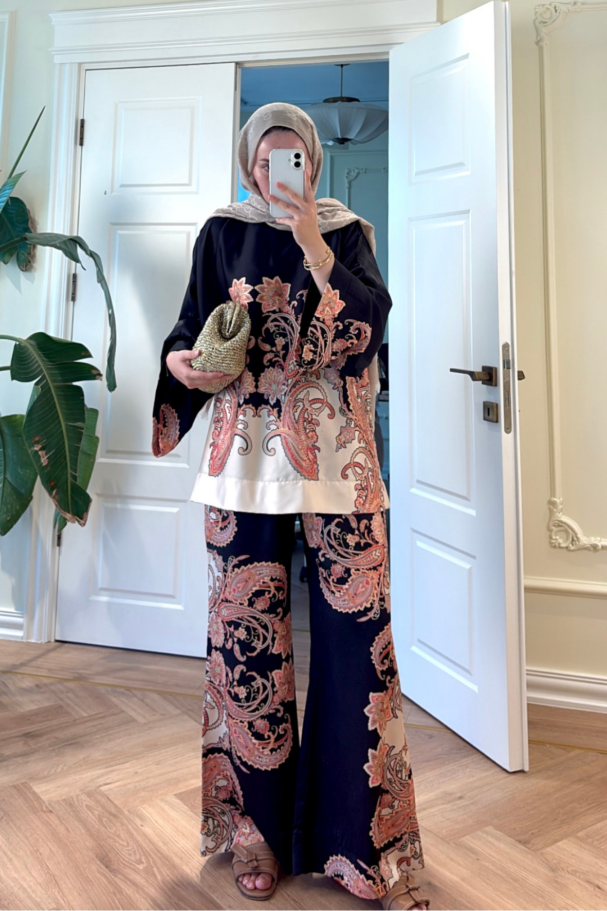 Lilyum Saten Pantolonlu Takım - Siyah-5713