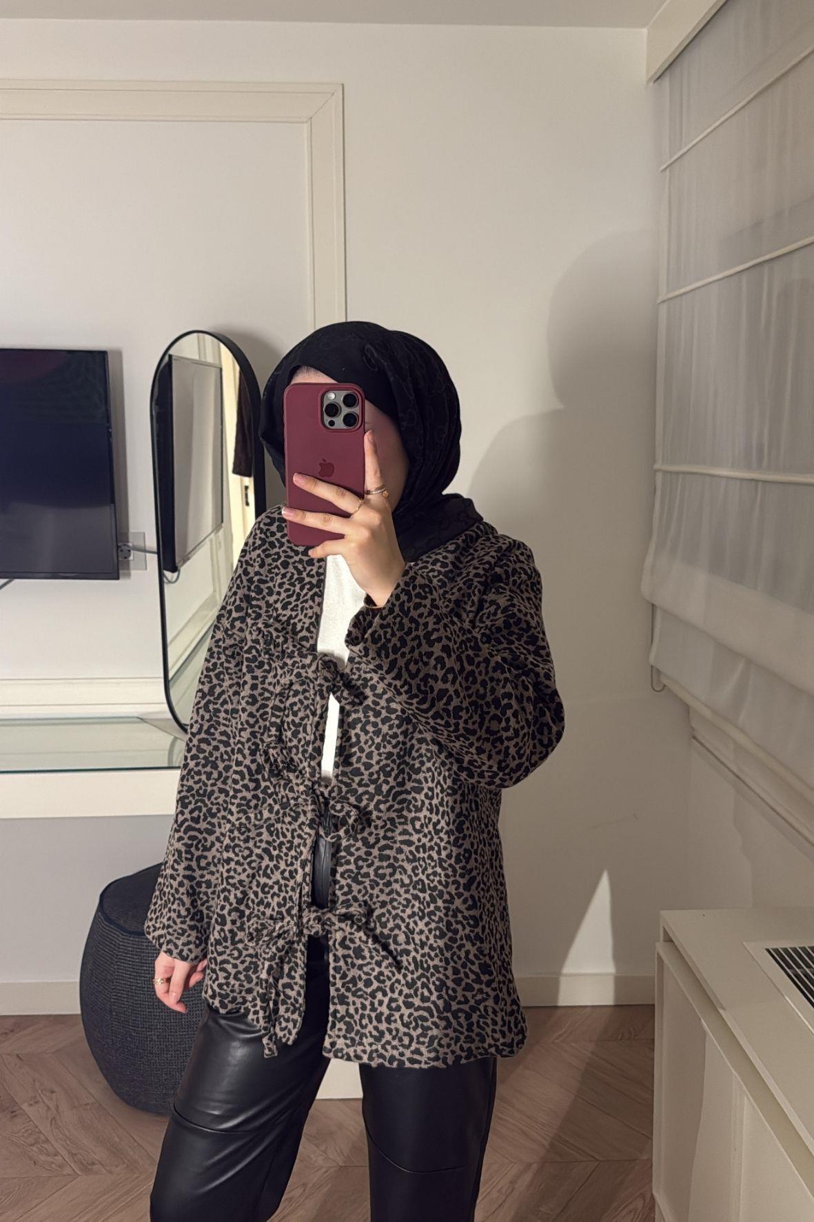 Lıze Leopar Ceket-Vizon-657