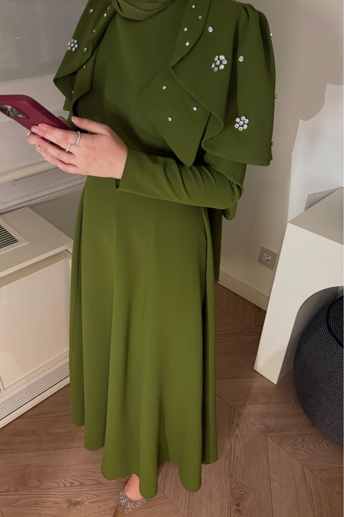 Mavera Taşlı Premium Elbise-Olivie-V5210