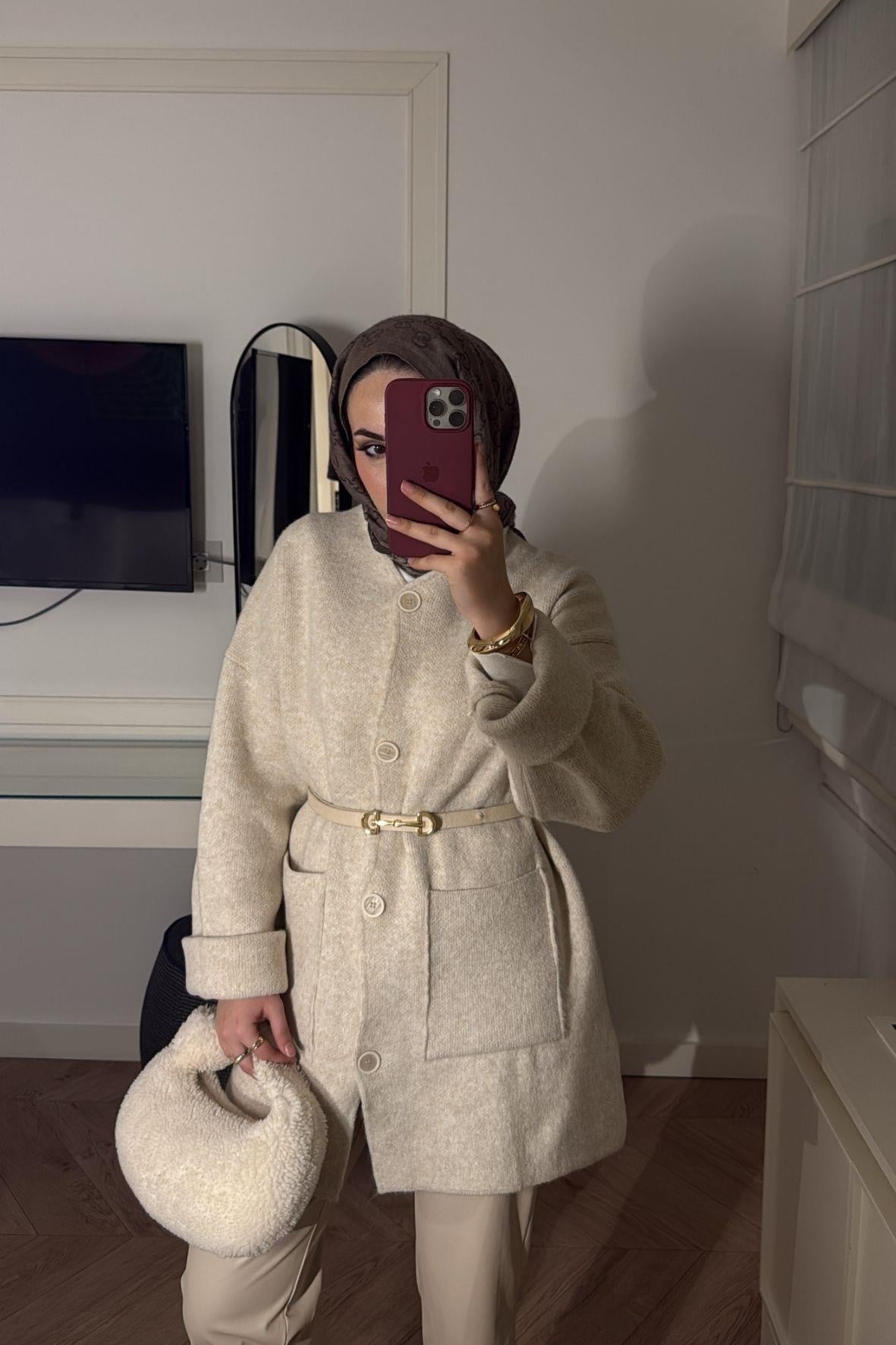 Muadil hırka -Krem-0987