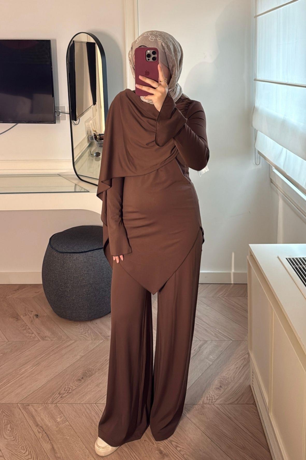 Oysho Pelerin Detaylı Takım-kahve-2341