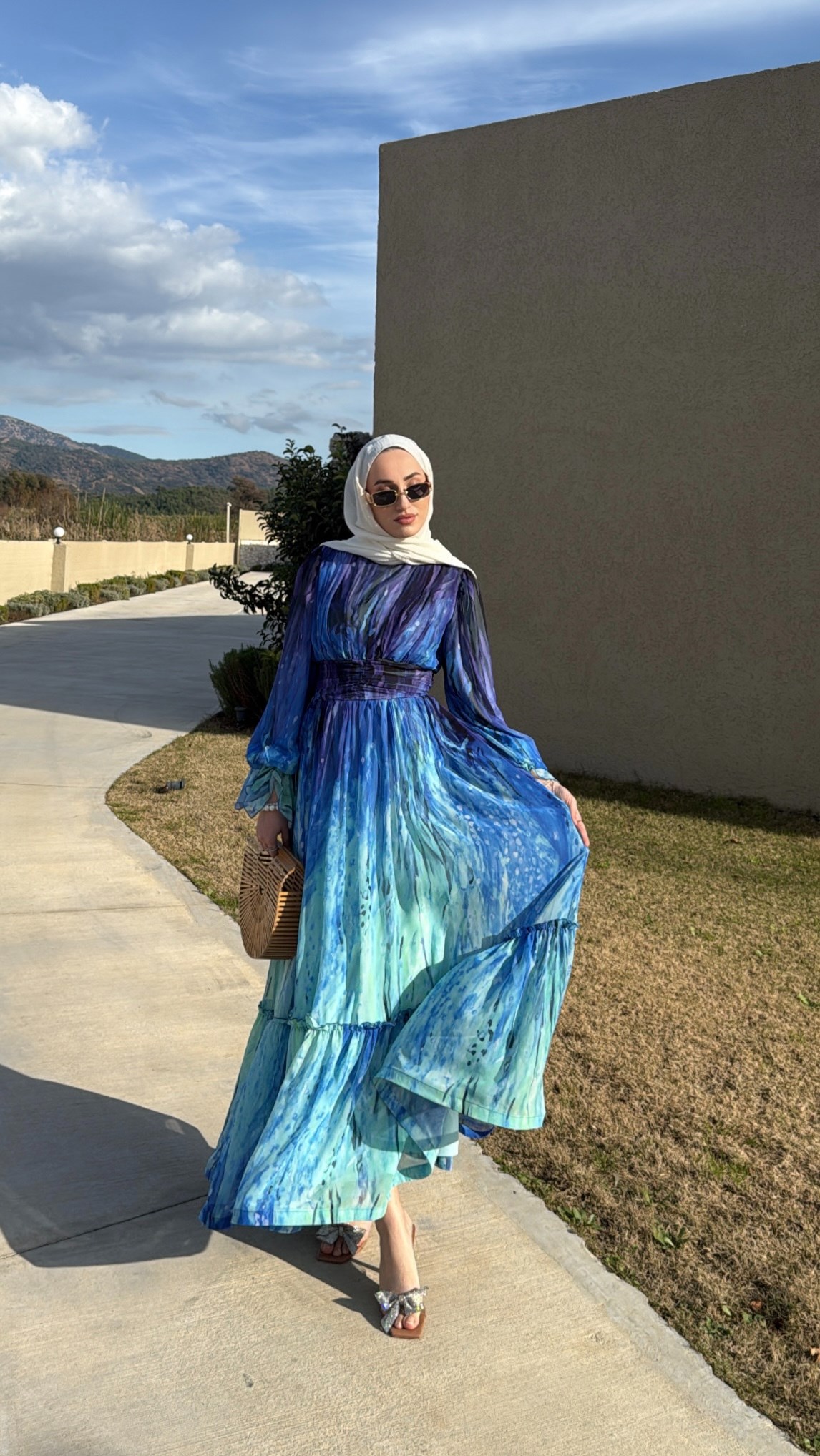 Rose Elbise - Mavi-7855