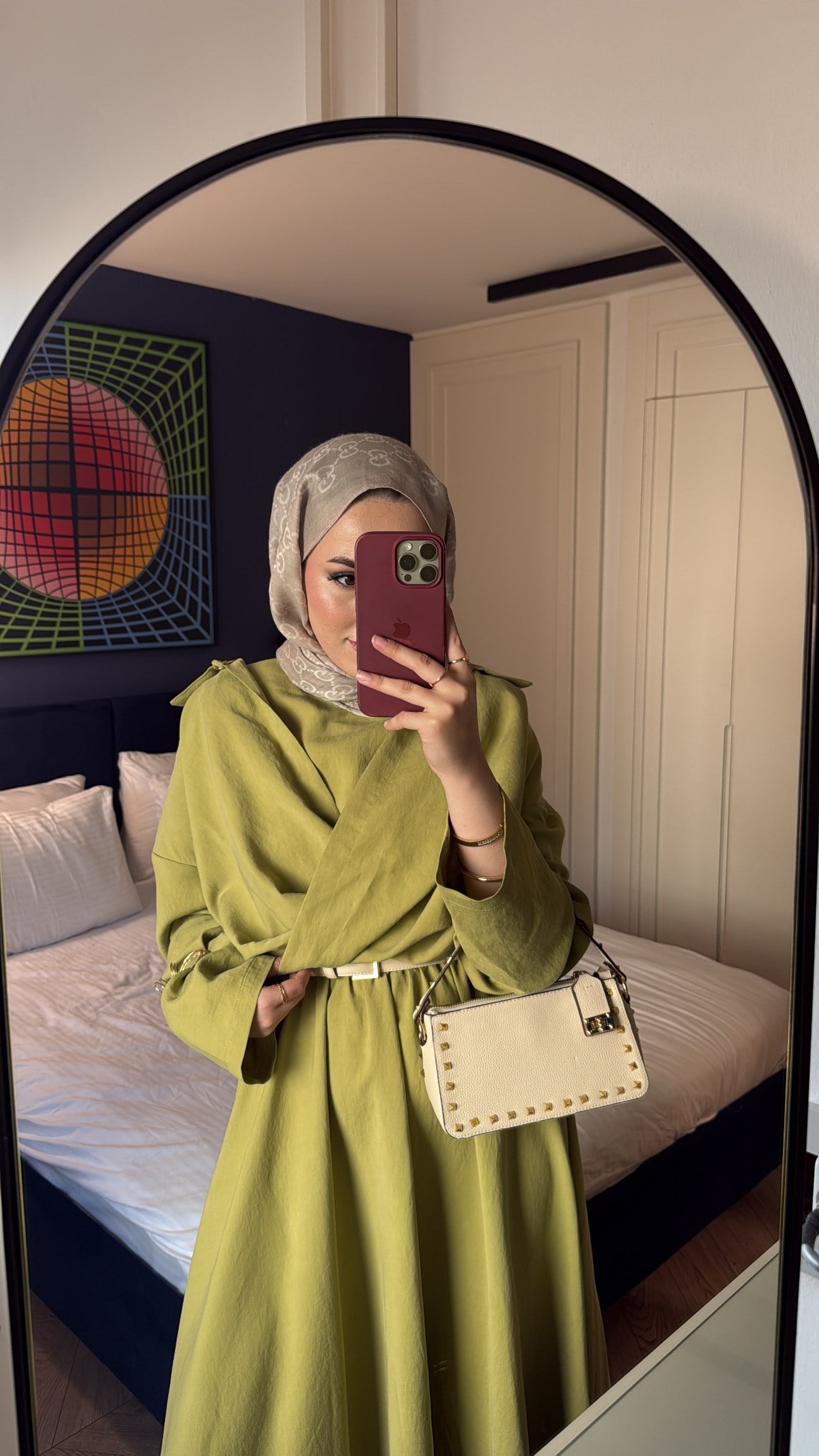 Rosted Model Elbise - Yağ Yeşili-7583