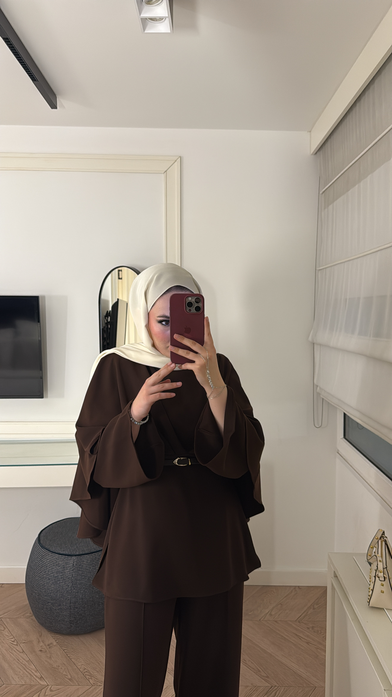 Semila Pelerin Detaylı Pantolon Takım - Kahve -5438