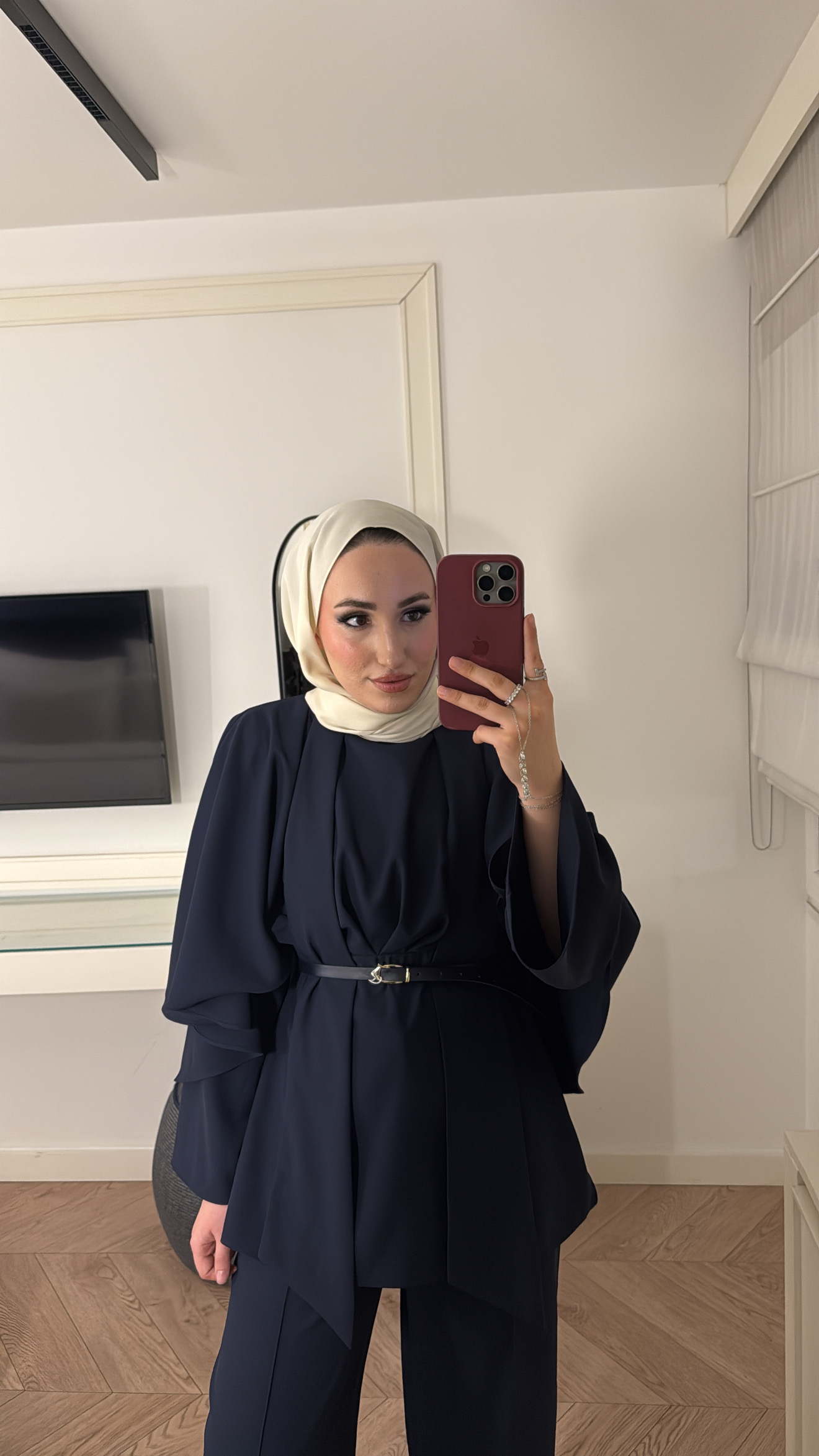 Semila Pelerin Detaylı Pantolon Takım - Lacivert  -5438