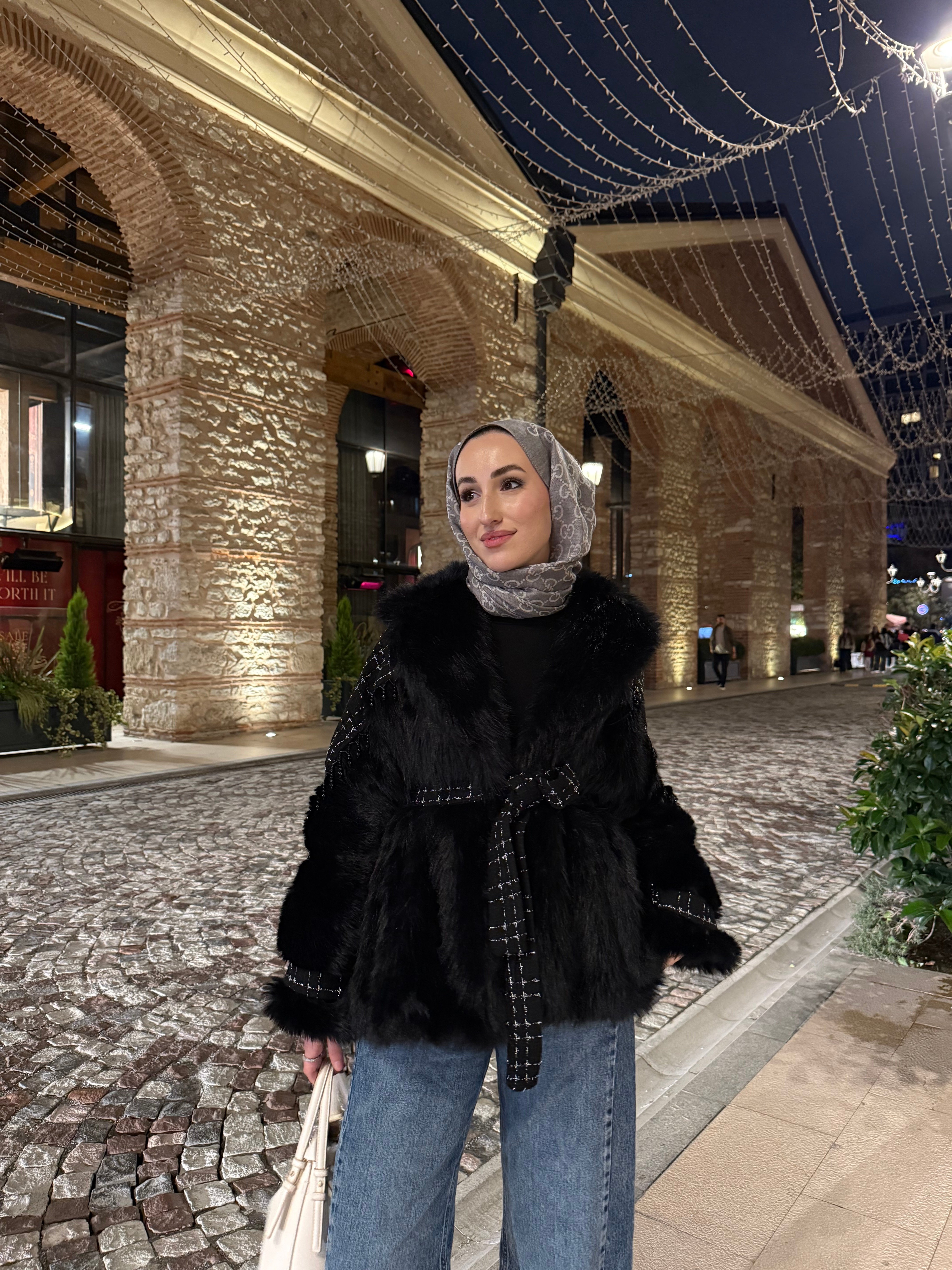 Serena Kürk Ceket - Siyah -6042