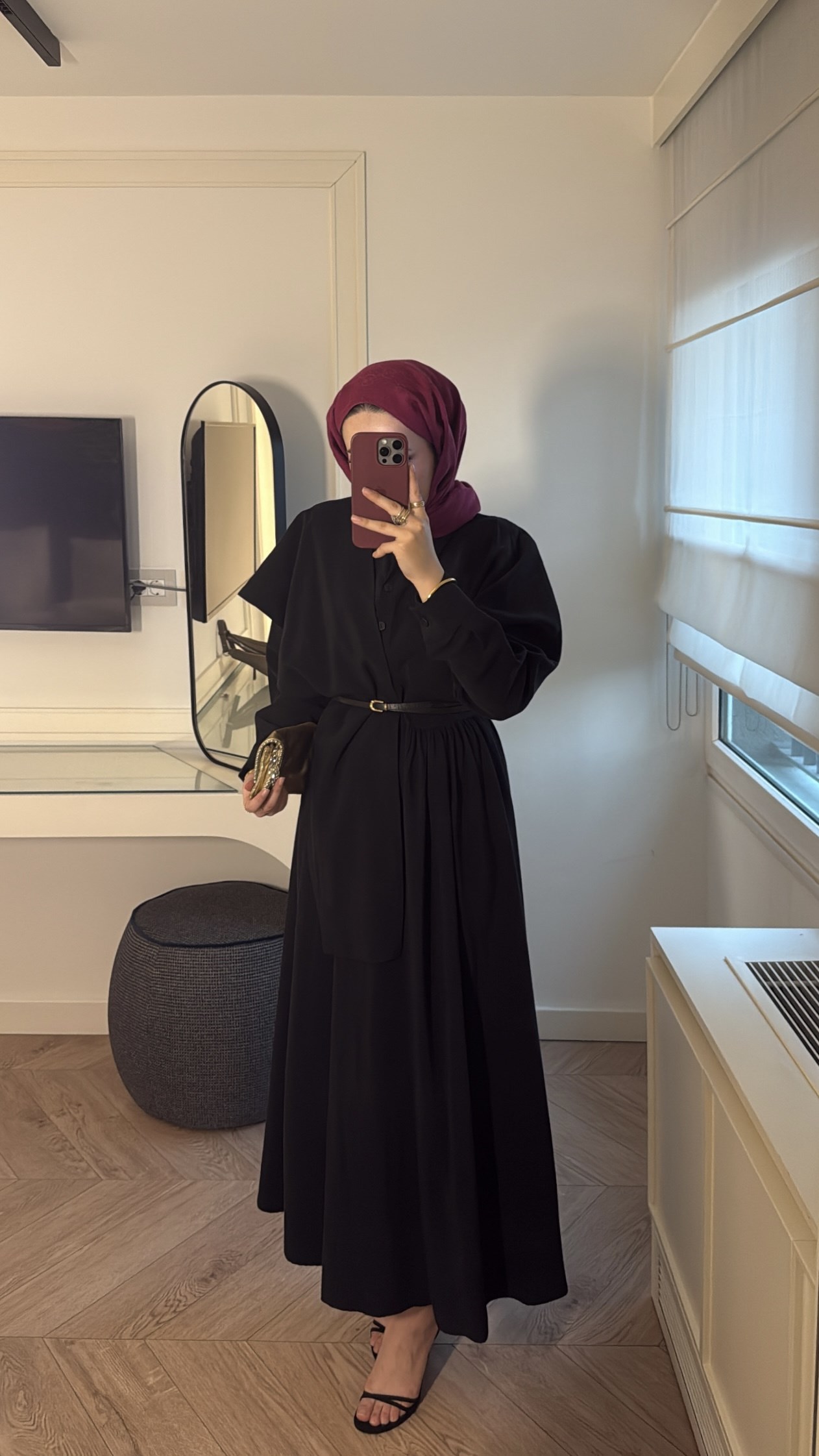 Serra Şal Detay Elbise - Siyah-7207