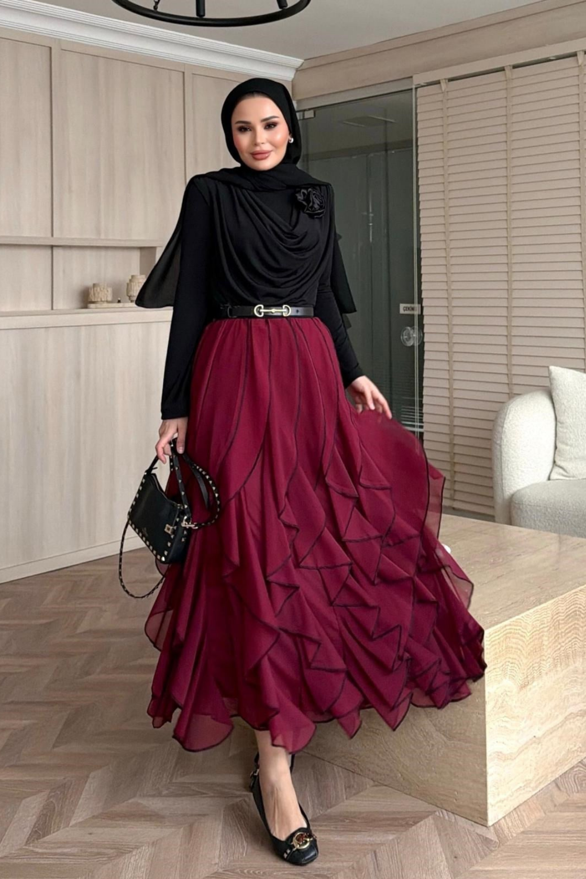 Sienna Etekli Takım - Bordo-5149