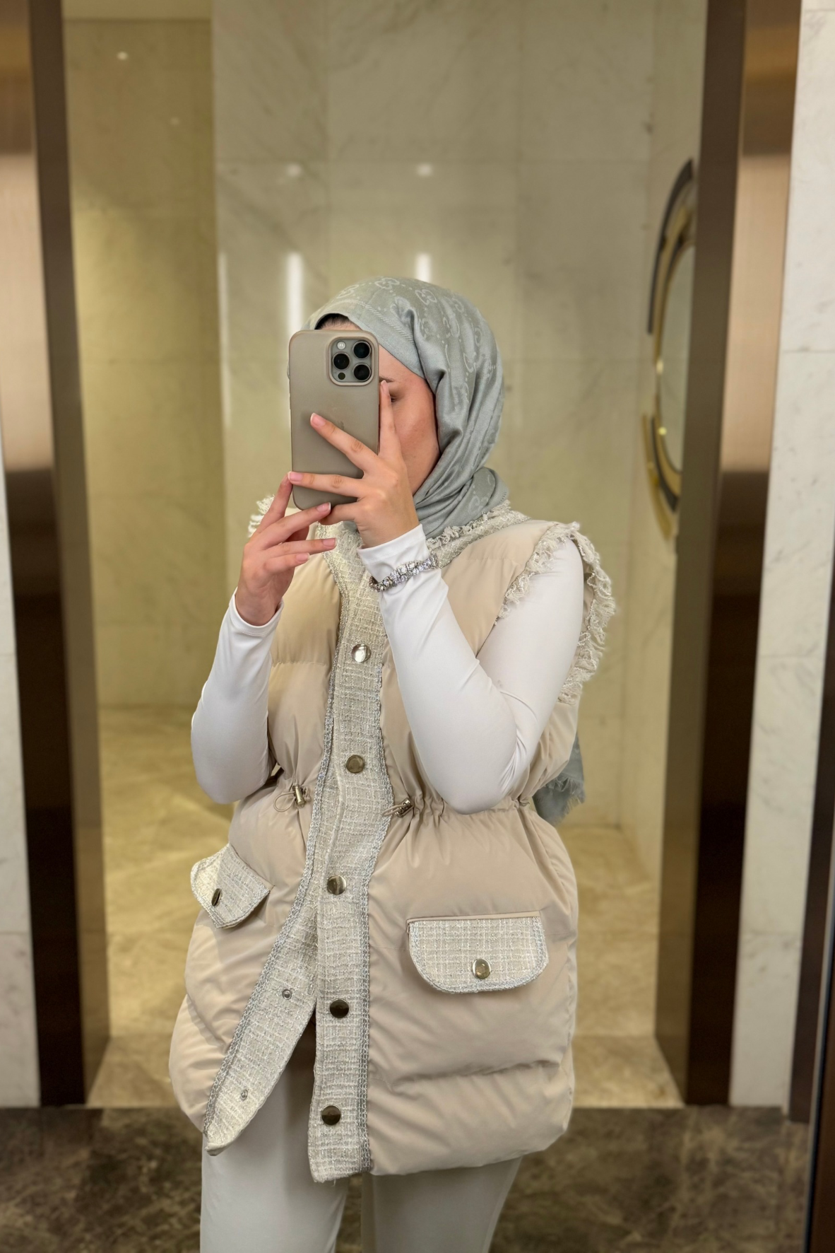 Sindy Premium Tuvit Şişme Yelek-Krem-N9087