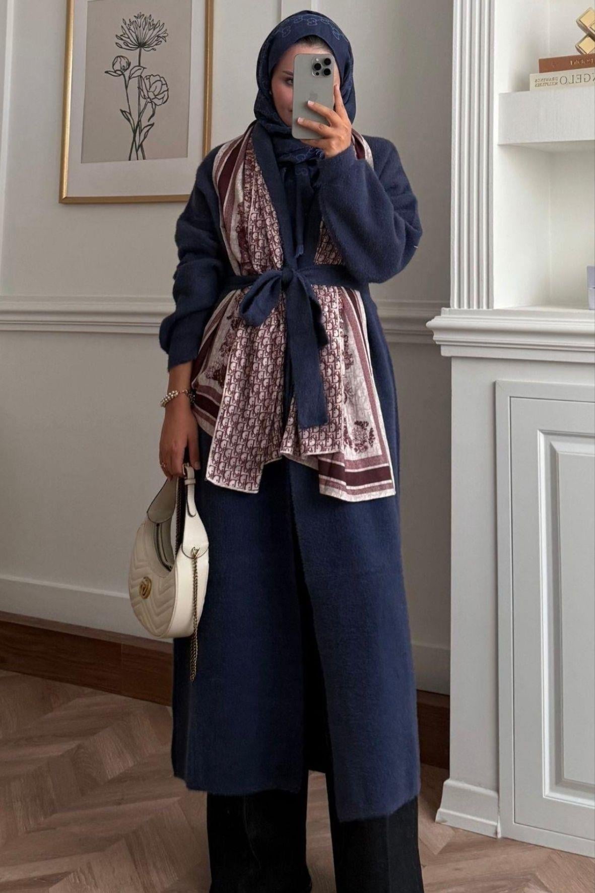 Tam Boy Angora Premium Hırka -indigo-ang