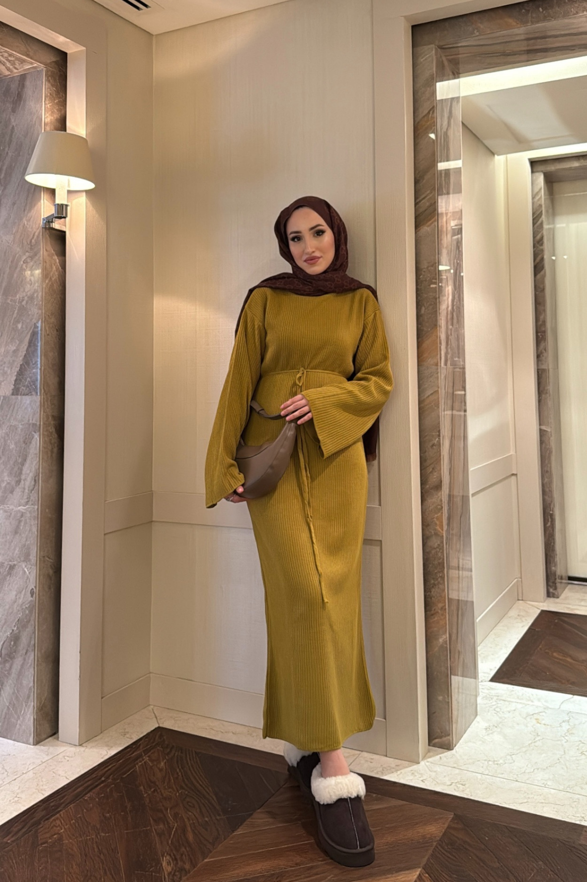 Triko Elbise-Yağ Yeşili-0779