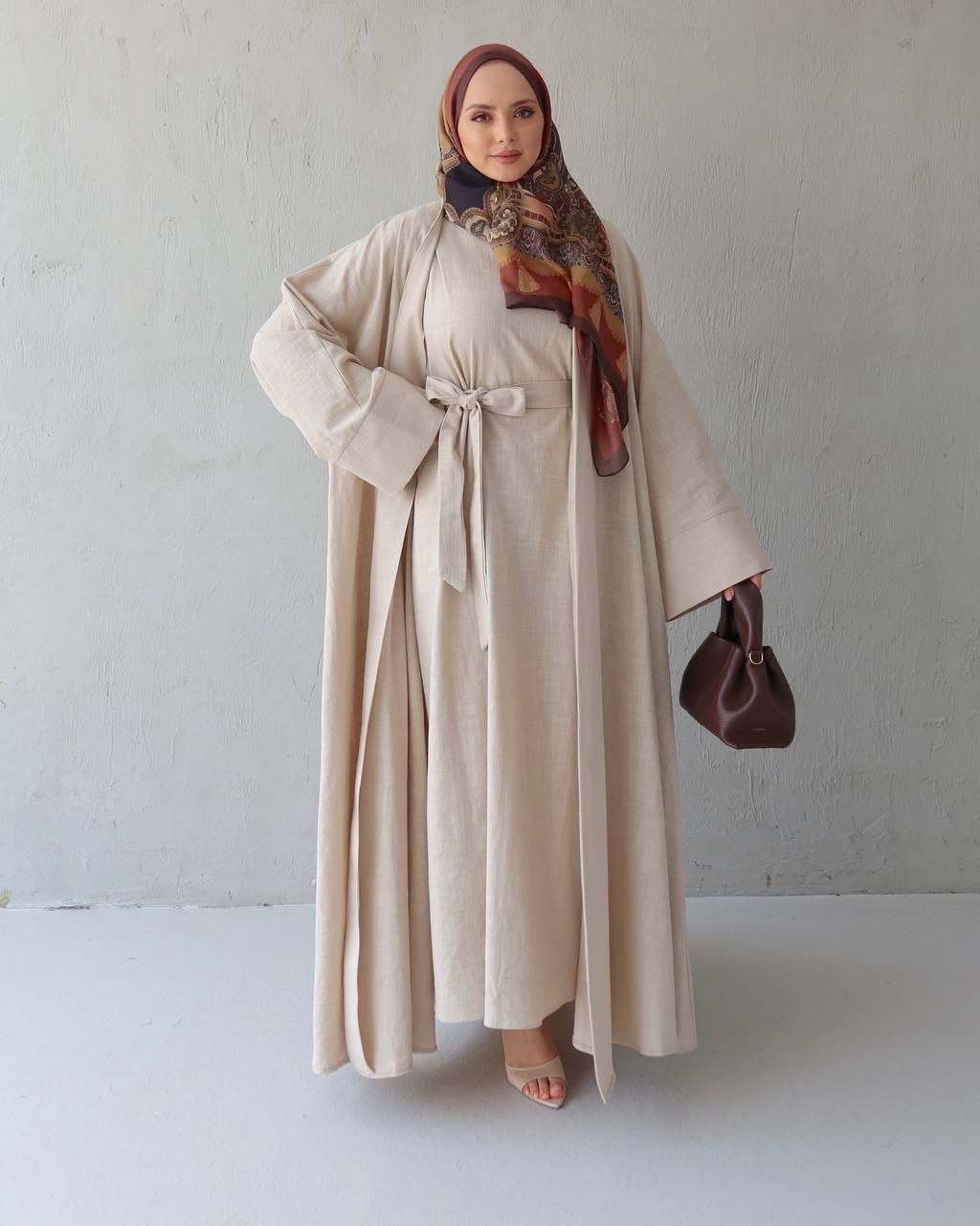 Keten Abaya Takım-Taş