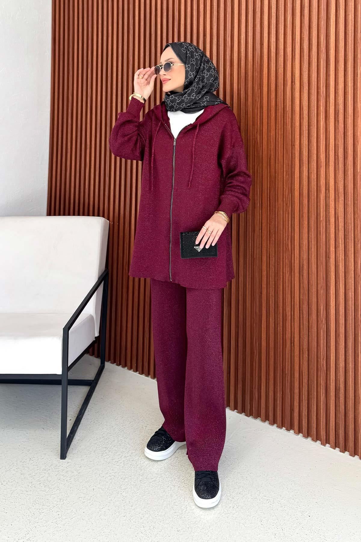 Simli Takım-Bordo