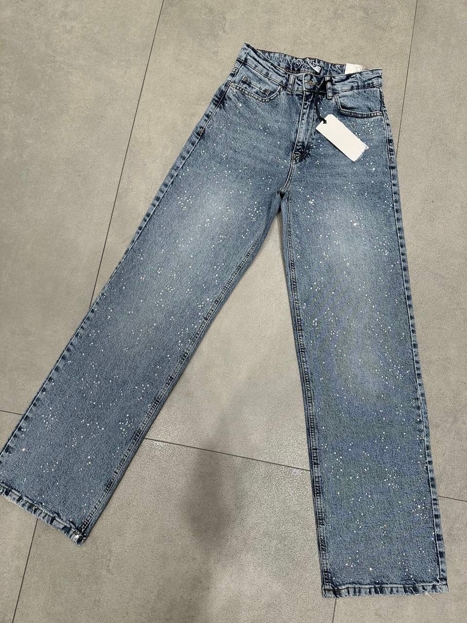 Taşlı Kot Pantolon-Mavi