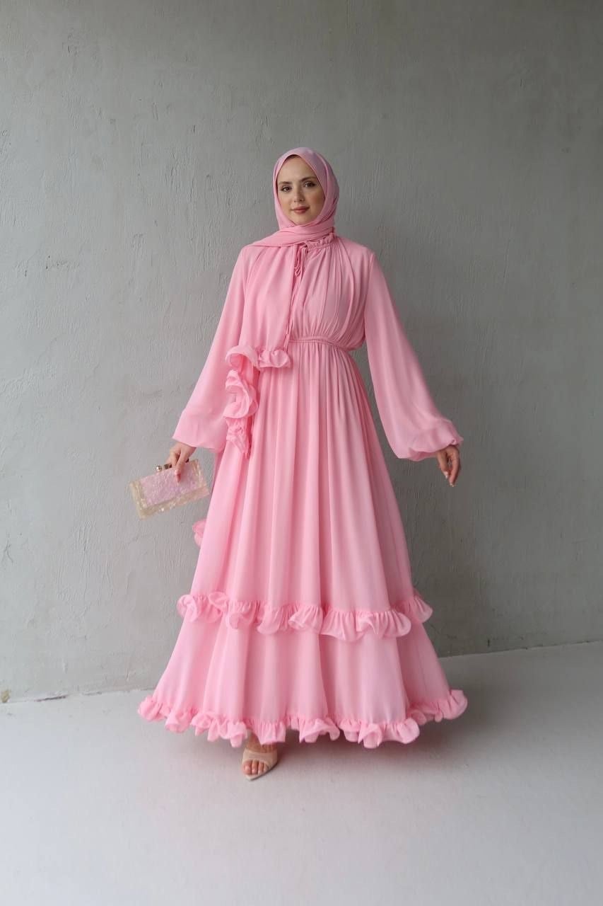 Eva Şallı Elbise-Pembe