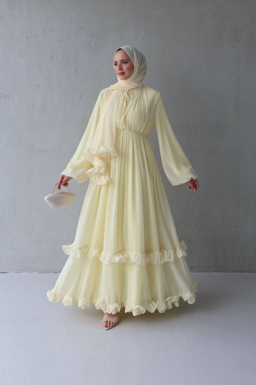 Eva Şallı Elbise-Sarı