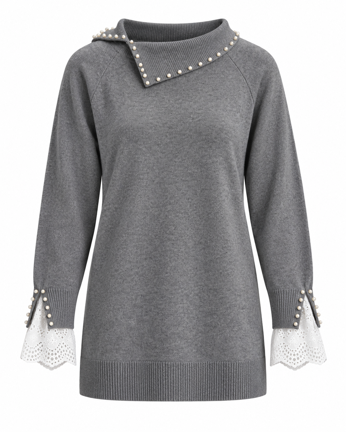 İnci Dantel Tunik-Gri