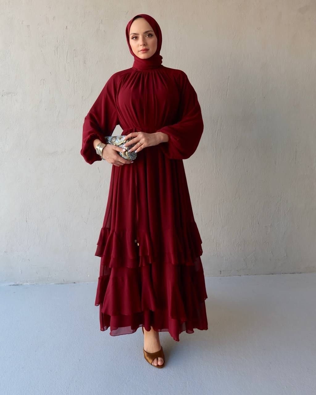 Narin Elbise-Bordo