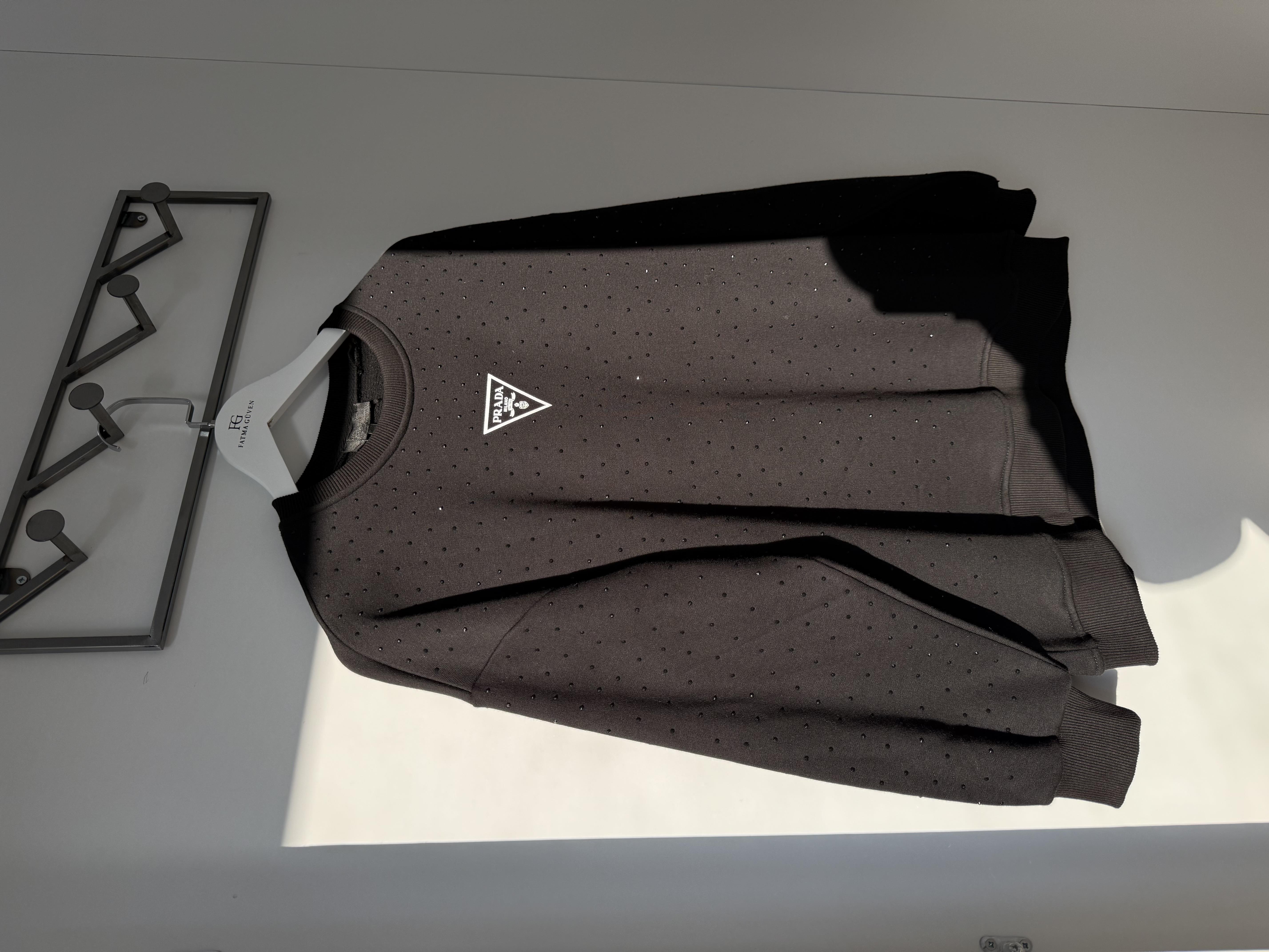 Prada Taşlı Premium Sweatshirt-Siyah
