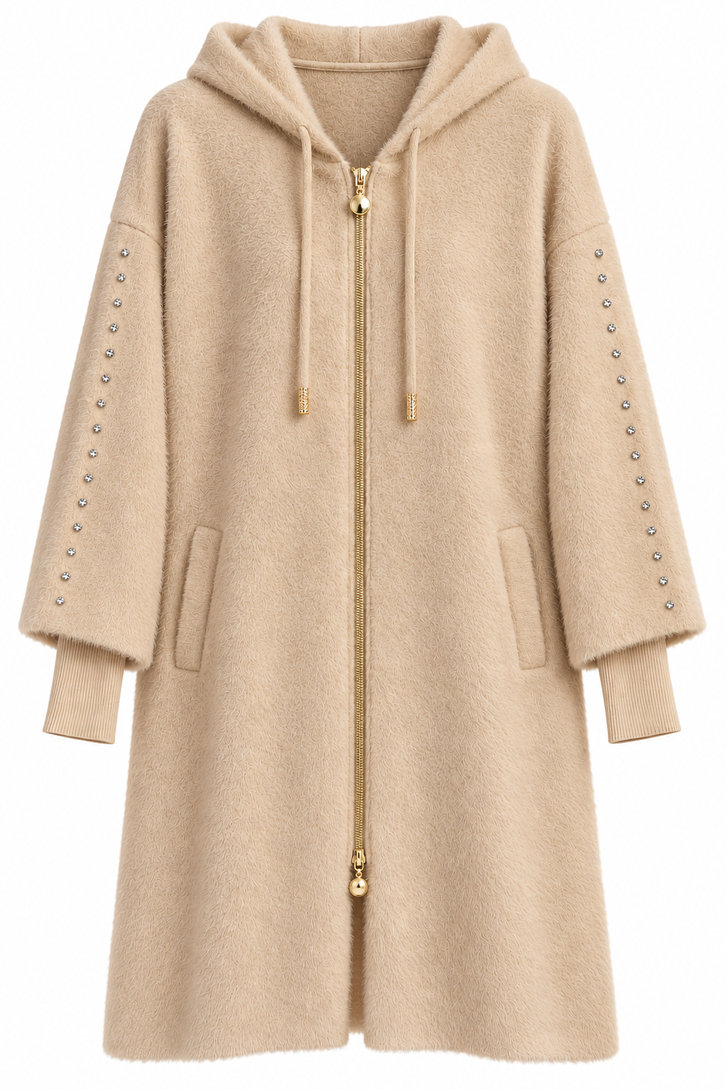 Premium Taşlı Angora Hırka-Camel