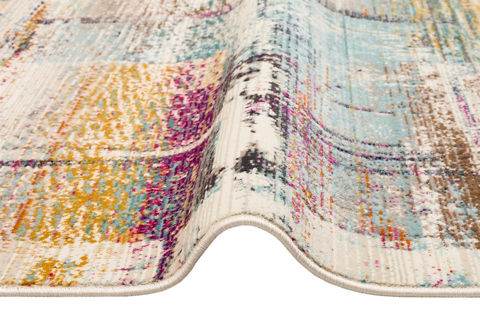 Hav Toz Vermez Etnik ve Modern Desenli Renkli Saçaklı Halı 